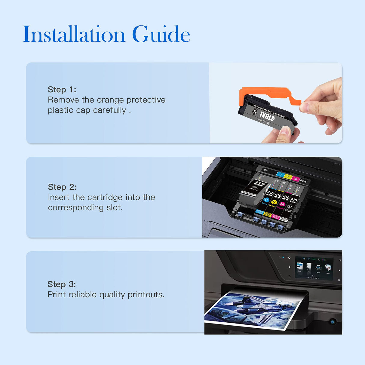 Valuetoner Remanufactured Ink Cartridge Replacement for Epson 410XL Ink Cartridges 5 Pack 410 T410XL for Expression XP-7100 XP-530 XP-630 XP640 XP-830 XP635 (Black, Cyan, Magenta, Yellow, Photo Black) Valuetoner