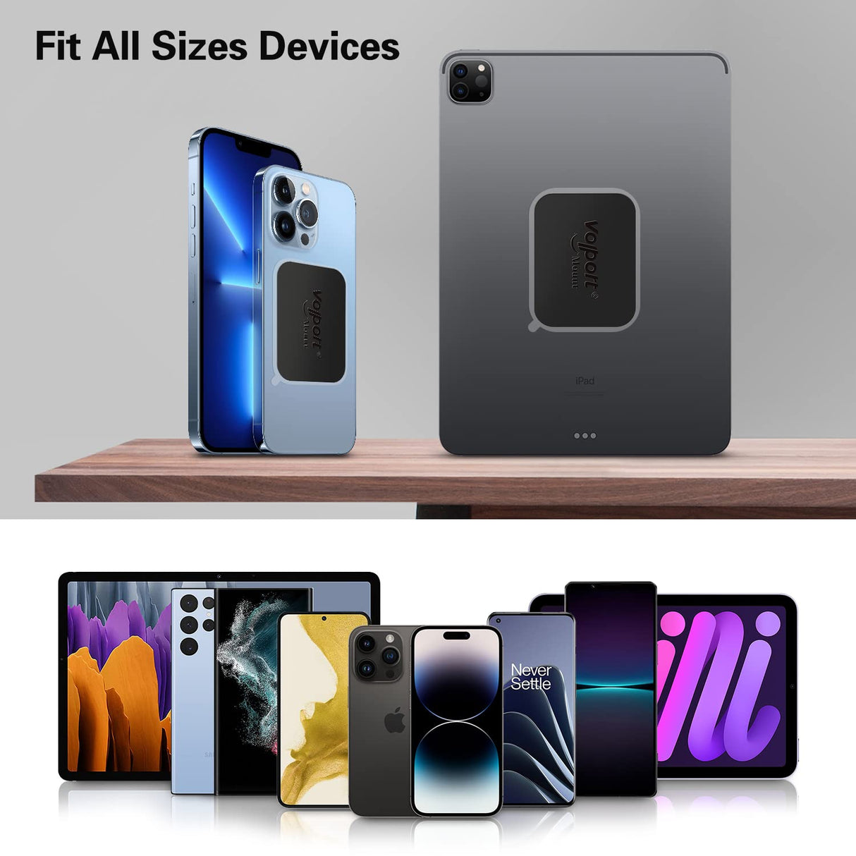 volport Rectangle Metal Plate for Phone Magnet, Magicplate Replacement Disc with 3M Adhesive Backing Sticker for Magnetic Car Mount Holder Cradle Stand (Dashboard/Vent/CD Slot/Windshield)-Black volport