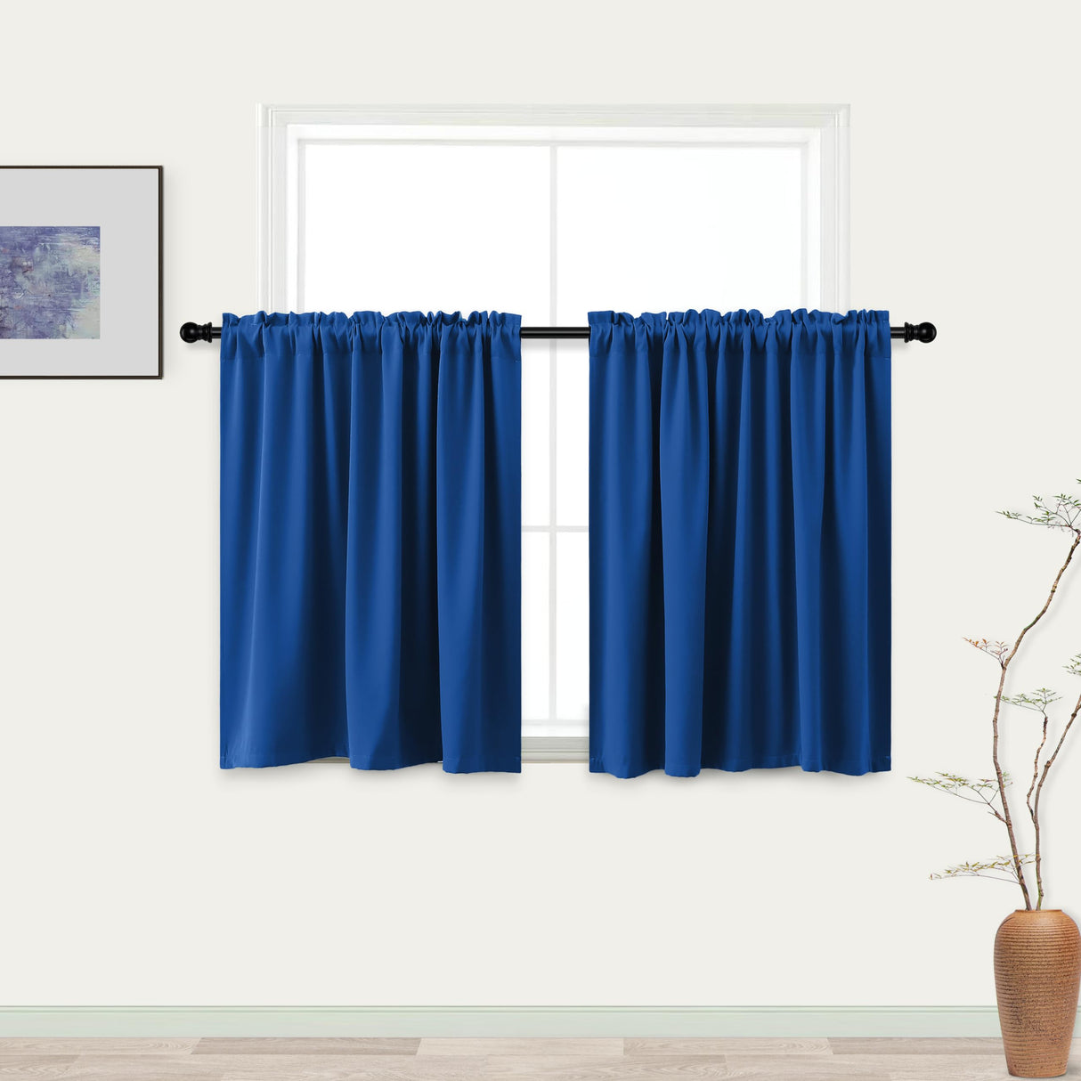 KOUFALL Loft Bed Curtains for Junior Boy Royal Blue TV Reflection Gaming Room Short Small Blackout Blinds Shades Bunk Bed Curtains for Boys Room Decor Width 34 X 30 Inch Length KOUFALL