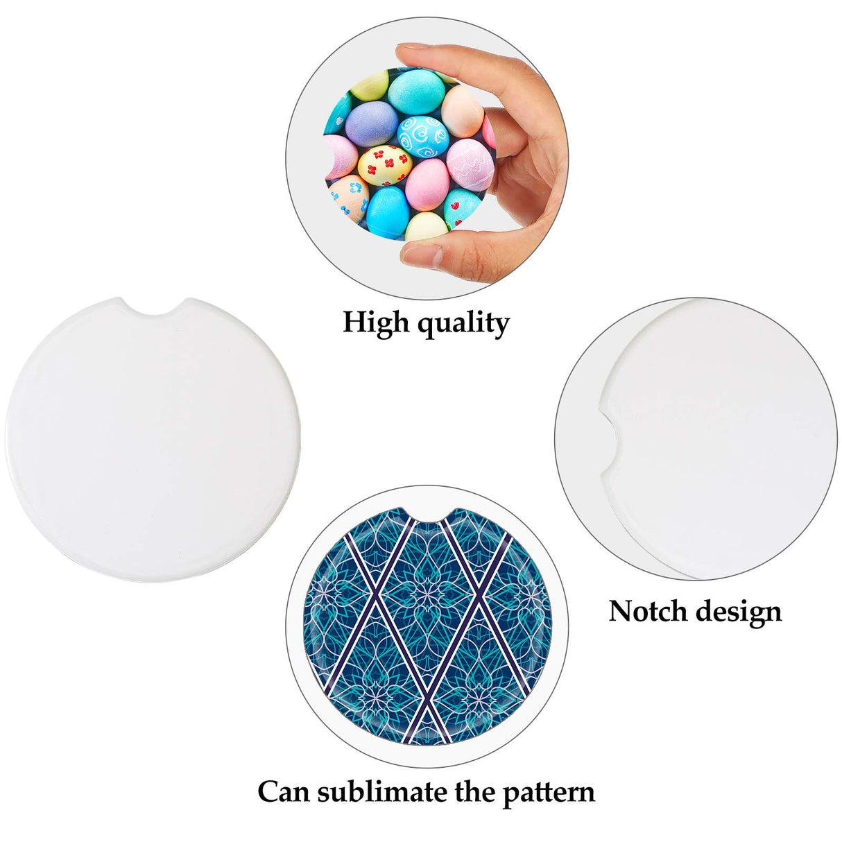 Frienda Ceramic Tile for Crafts Coasters, Glossy Glazed Blanks White Coasters, Painting, Sublimation, Round Ceramic Coasters for DIY Arts Craft Project Coasters Christmas Xmas Gifts(8 Pieces) Frienda