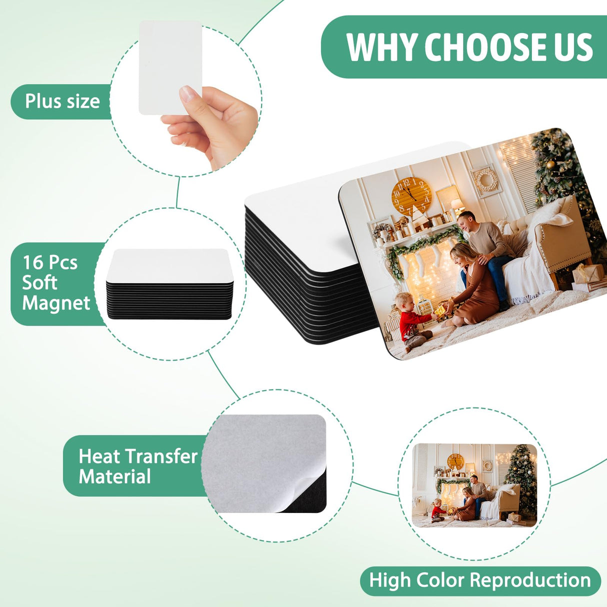 Flutesan 32 Pcs Large Sublimation Magnet Blanks Personalized Refrigerator Sublimation Blanks Include 16 Rectangle Blanks 16 Fridge Magnets for Office Kitchen Microwave Car Wall Decoration(4 x 6 Inch) Flutesan