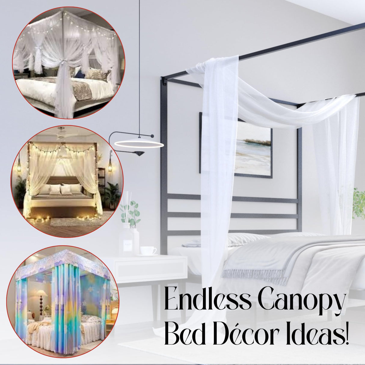 AMBEE21 Golden Gate Beds Canopy Metal Bed Frame with Headboard – Wrought Iron Platform Design, Sturdy Slatted Base, No Box Spring Needed, Underbed Storage Space – Full, Black AMBEE21