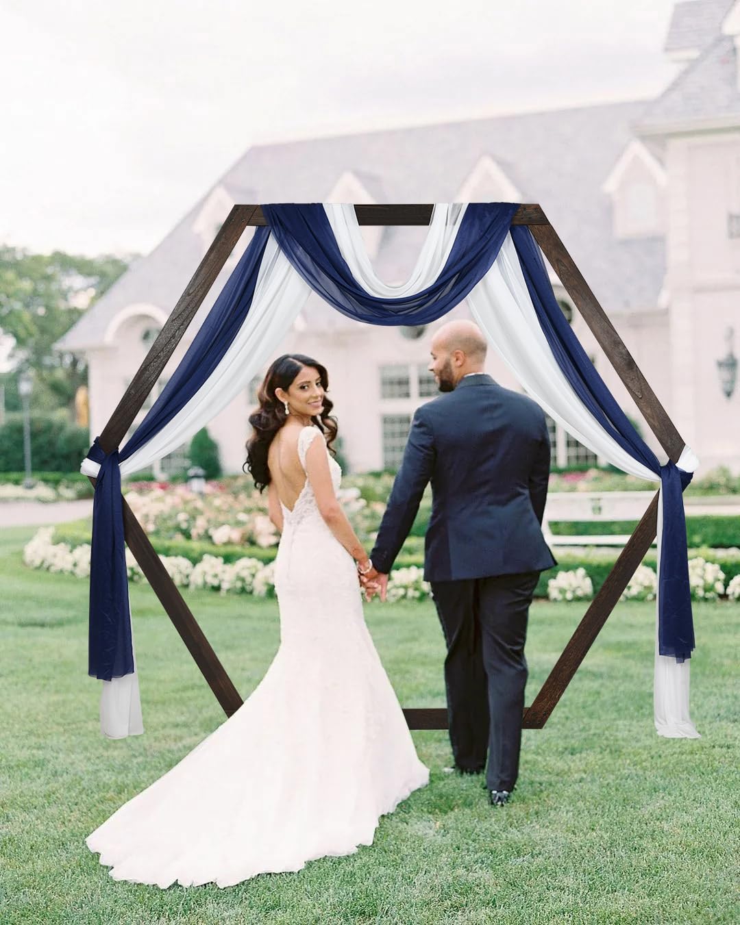 DearHouse Wooden Wedding Arch, 7.2FT Hexagon Wooden Arch for Wedding Wood Arch Wedding Arbor Backdrop Stand for Ceremony Rustic Wedding Birthday Parties Indoor Outdoor Garden Decor DearHouse