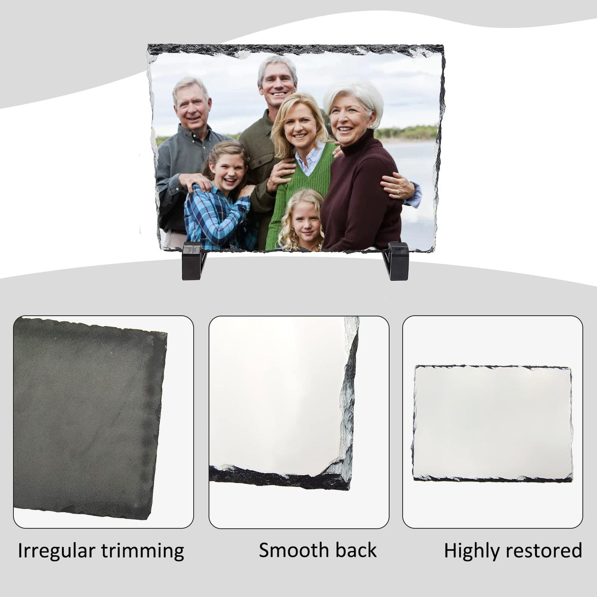 Sublimation Blank Slate Rock Stone Photo Frame, DIY Heat Transfer Picture Frame with Display Holder Personalized Customized Photo Frame Novelty for Heat Press Machine, Wedding, Birthday (1 PCS) itechpanda