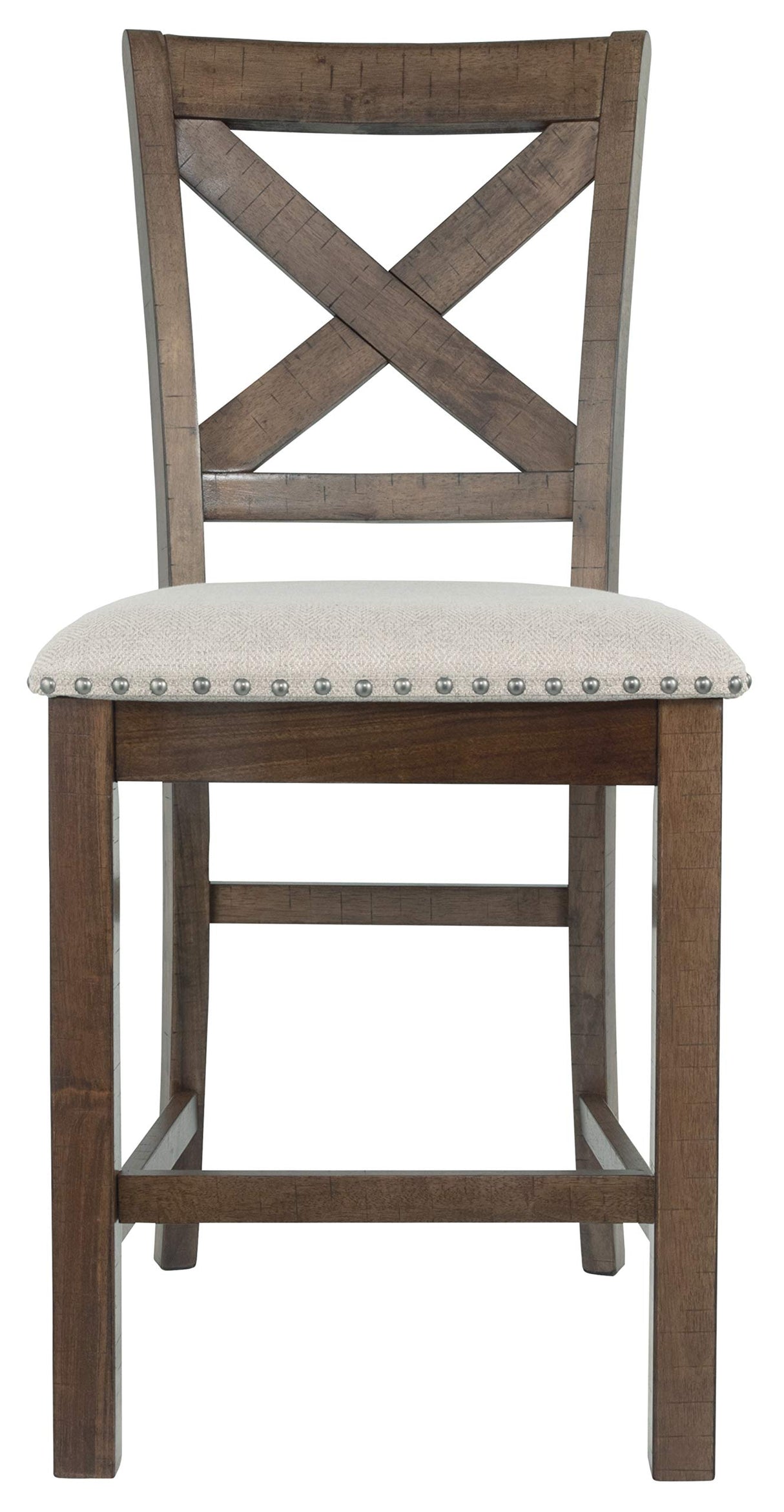Signature Design by Ashley Moriville Rustic Farmhouse 24.5" Upholstered Barstool, 2 Count, Beige & Brown Signature Design by Ashley