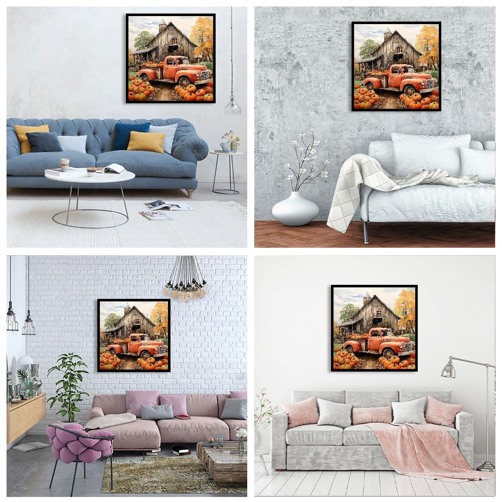 JFYHAB 5D Diamond Painting Kits for Adults Beginners,Fall Farm Diamond Art Kit,DIY Truck Full Drill Diamond Dot Gem Art Kits for Adults,Home Wall Decor 12 * 12 JFYHAB