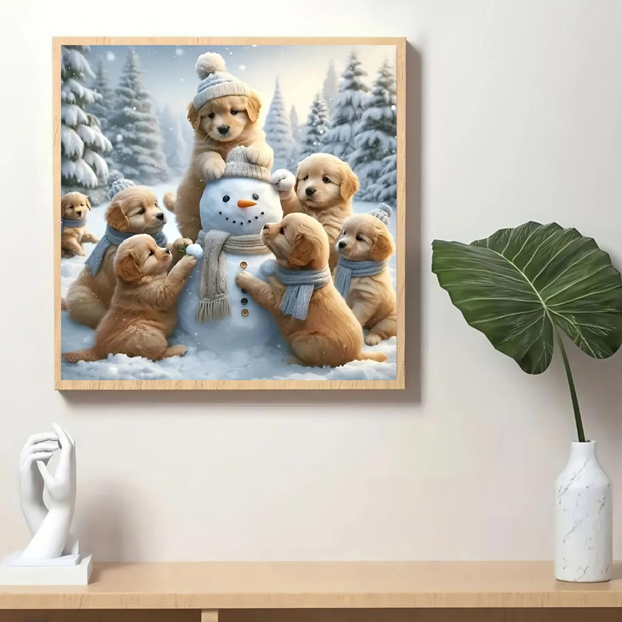 STGLCR Snowman Diamond Painting Kits for Adults - Dog Diamond Art Kits for Adults Beginner, Winter DIY Full Drill Diamond Dots Paintings with Diamonds 5D Gem Art and Crafts Home Wall Decor 12x12inch STGLCR