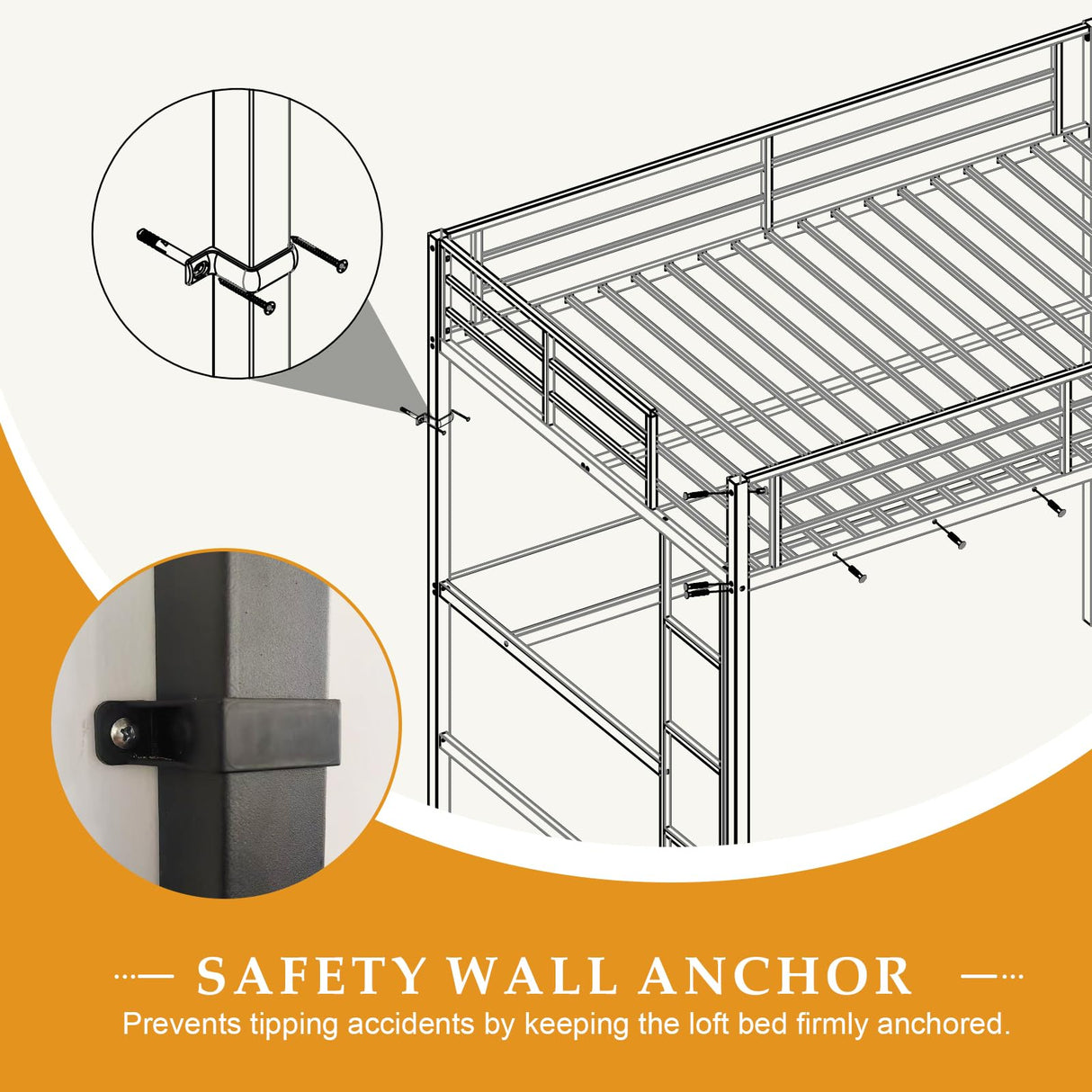 MAKIAAP Twin XL Size Metal Loft Bed with Desk & Ladder, LED Lights & Charging Station, Sturdy Noise-Free Frame for Kids, Teens & Adults, 350LBS, Space-Saving Design (Black, Twin XL) MAKIAAP