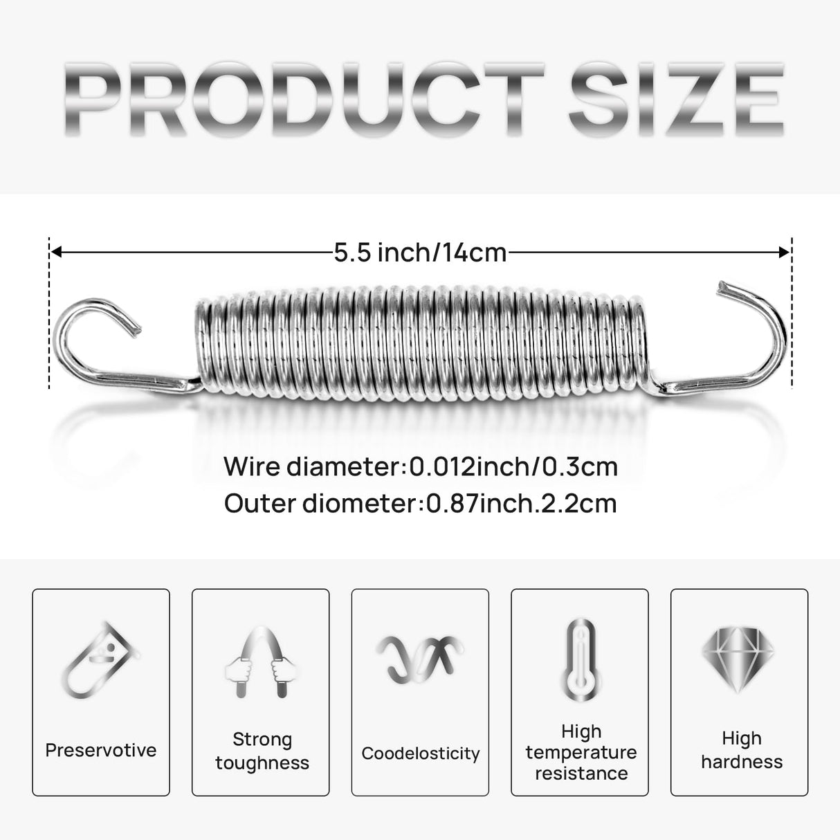 72 Pieces Trampoline Springs Replacement 5.5 Inch Trampoline Springs with T-Hook Heavy Duty Stainless Steel Trampoline Springs Metal Trampoline Pulling Tool Accessories Cyiwniao
