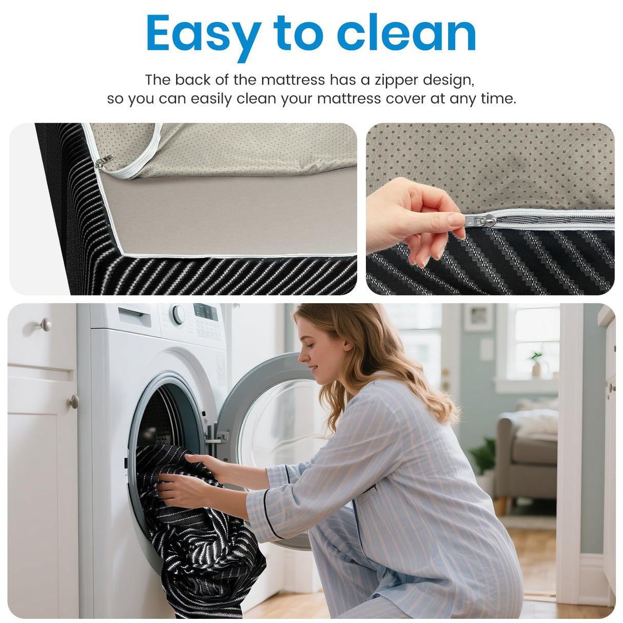 Queen Mattress, 10 Inch Memory Foam Mattress Queen Size with Breathable Washable Removable Cover, Fiberglass Free, Pressure Relief, Medium Firm Mattresses in a Box, Made in USA, CertiPUR-US Certified 6V-Sermmoo