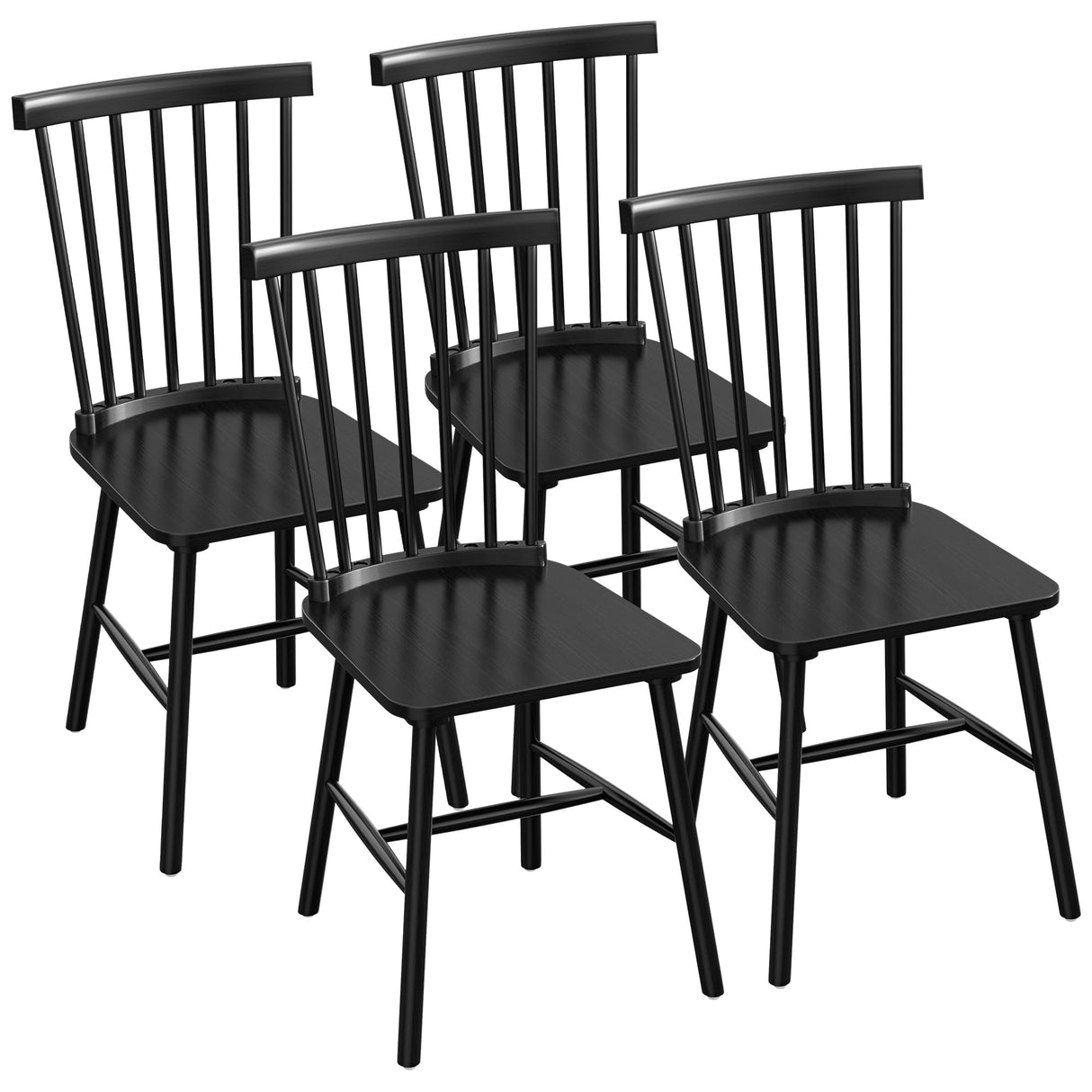Furmax Black Dining Chairs Set of 4 Wooden Dining Chair Farmhouse Spindle Back Kitchen Chairs Windor Dining Chairs for Kitchen, Living Room, Restaurant Furmax