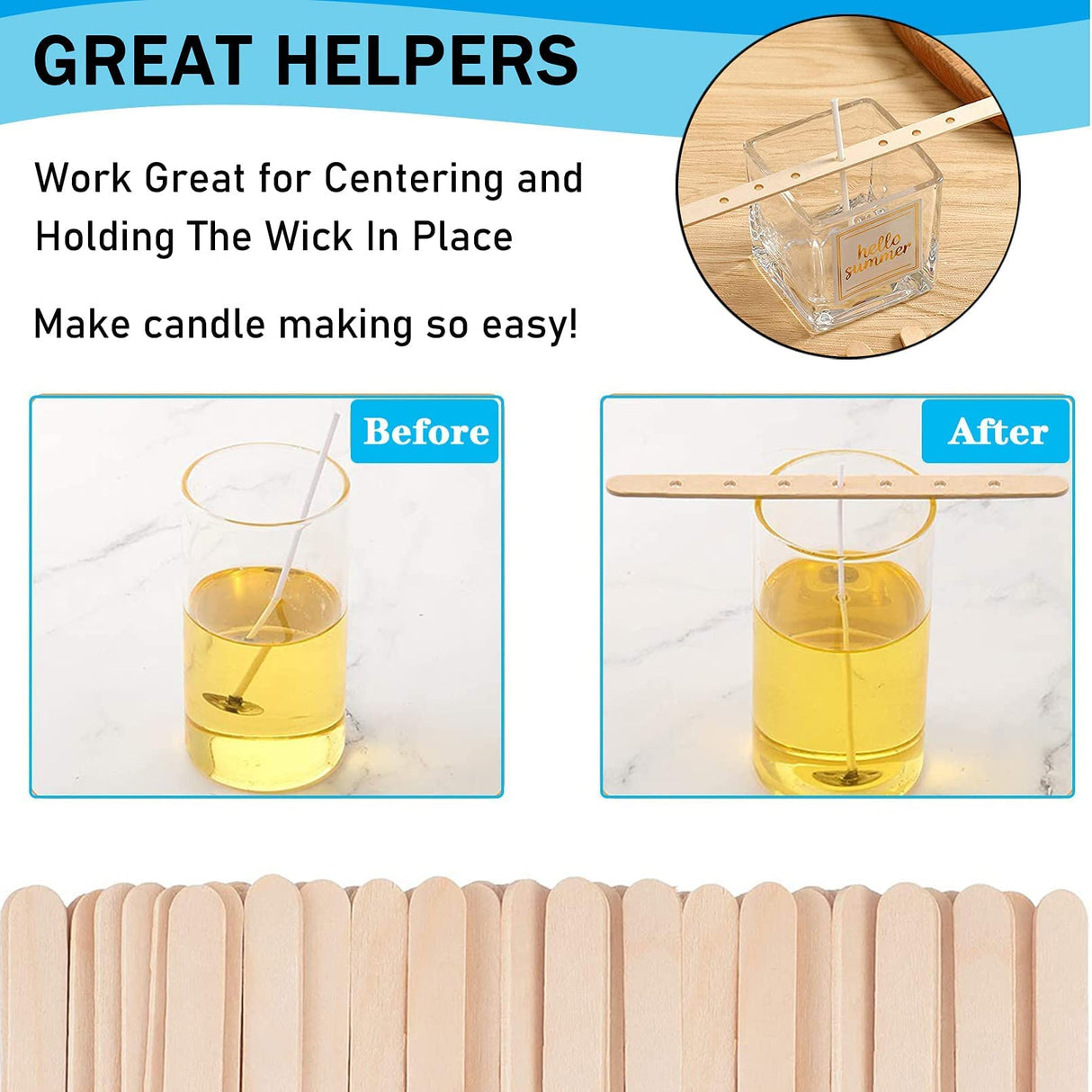 Wooden Candle Wick Holders Pack of 100pcs Wick Centering Devices Candle Wick Bars for Candle Making … (7.1inch - 100pcs) ANTUNIHOD