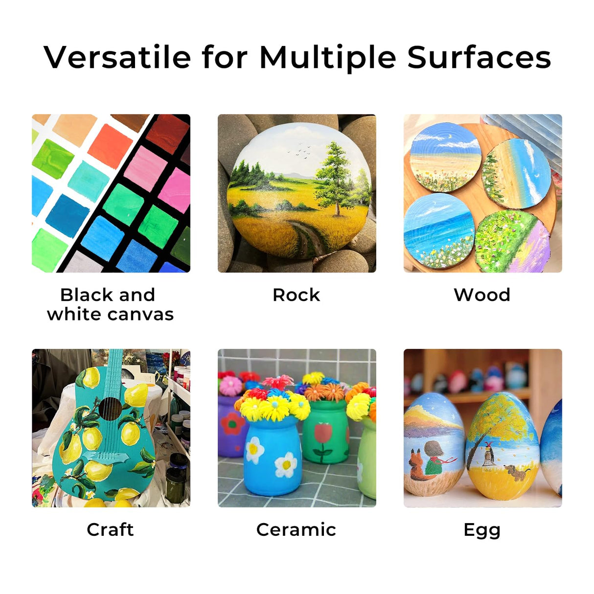 Artme Acrylic Paint Set, 60 Colors in 2oz/60ml Bottles, Non Toxic, Waterproof, Rich Pigments Acrylic Paint for Artists, Students, Beginners Painting on Rocks Canvas Wood Clay Fabric Ceramic Crafts Artme