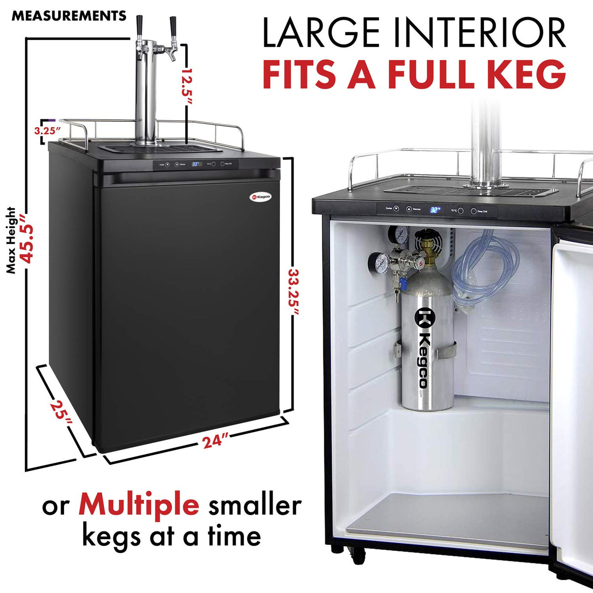 Kegco K309B-1 Kegerator Black, 2 Faucet Kegco