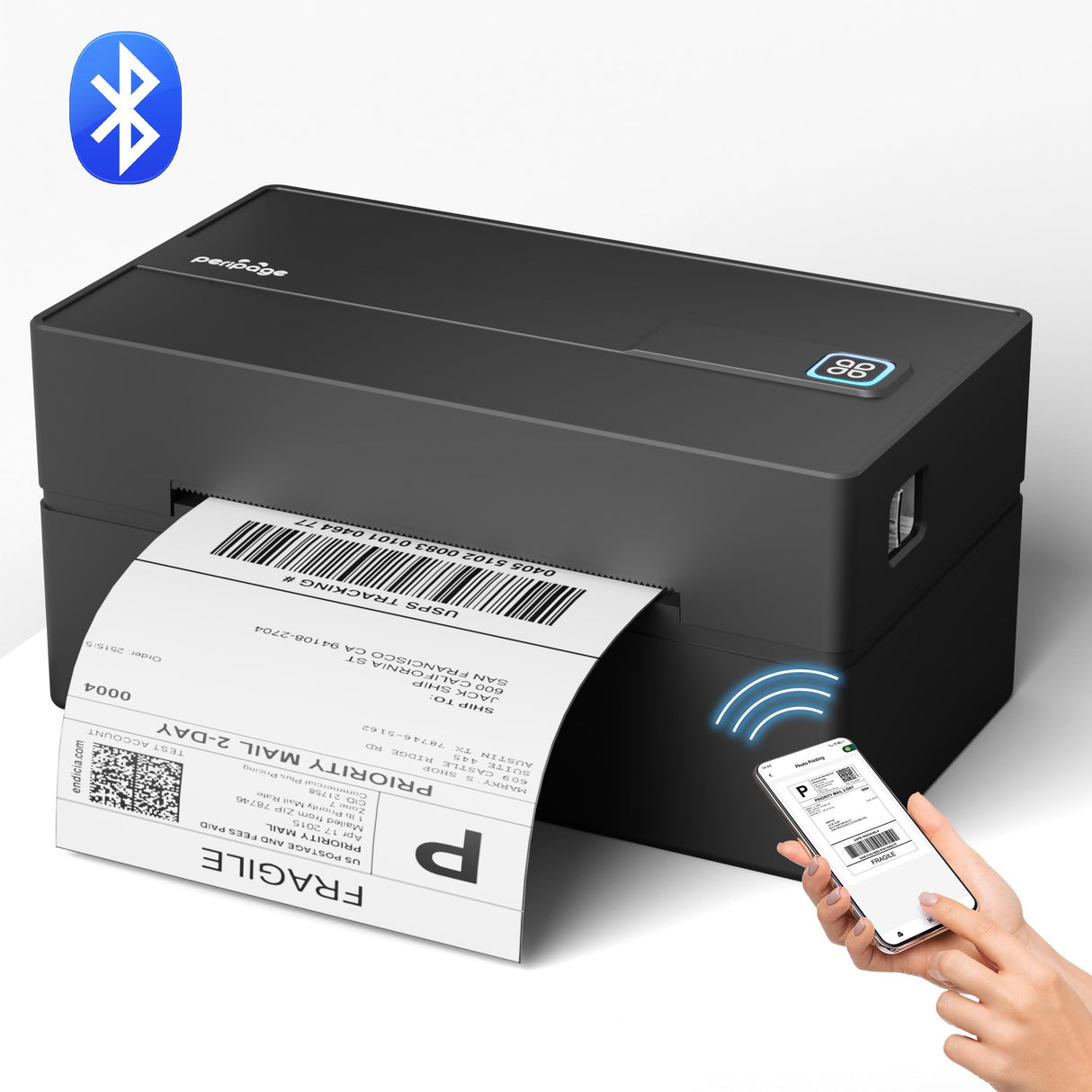 PeriPage Bluetooth Thermal Shipping Label Printer,Wireless 4x6 Shipping Label Printer for Shipping Packages,Support iPhone iPad Android Windows & Mac,Used for Amazon, Ebay,Shopify, Etsy, USPS. PeriPage