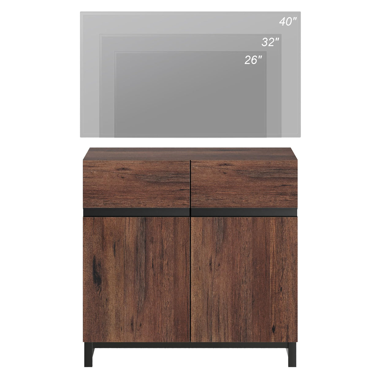 WAMPAT Modern TV Stand for TVs up to 40 inch, Entertainment Center TV Console with Adjustable Shelve and Metal Base for Living Room,Bedroom,Brown WAMPAT