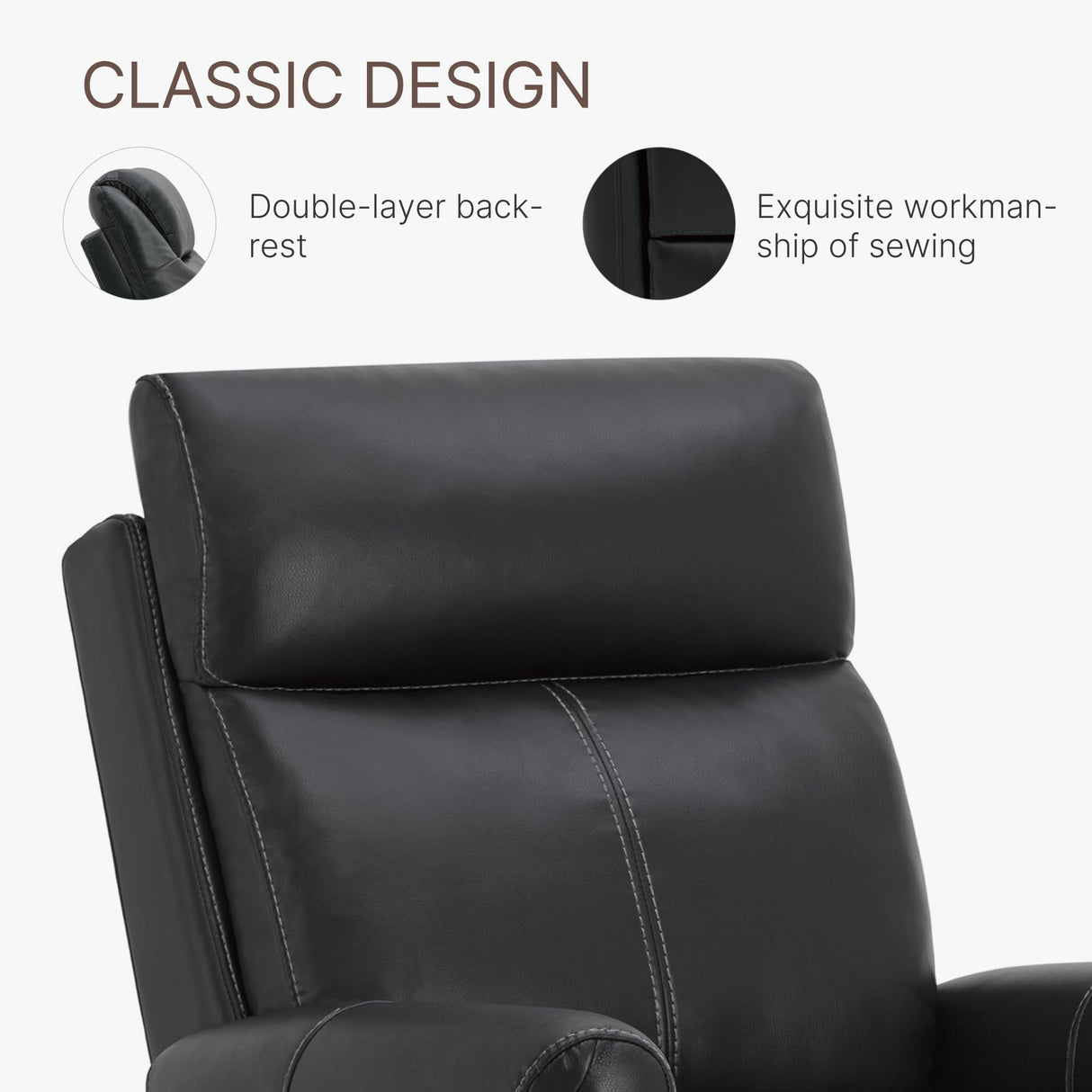KISLOT Leather Power Recliner Chair Wall Hugger Sofa with USB Charging Ports Electric Reclining RV Furniture for Living Room KISLOT