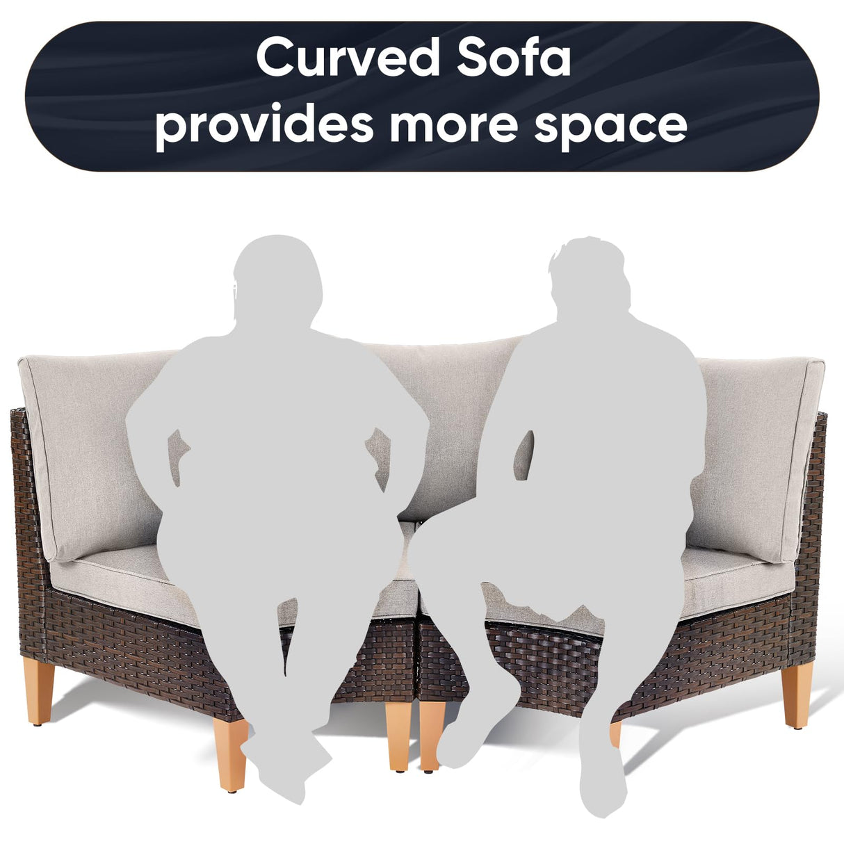 HUMMUH 12 Pieces Patio Furniture Set,Outdoor Half-Moon Sectional Couches Swivel Patio Chairs with Ottomans,All Weather PE Wicker Patio Conversation Sets for Garden Porch Backyard HUMMUH