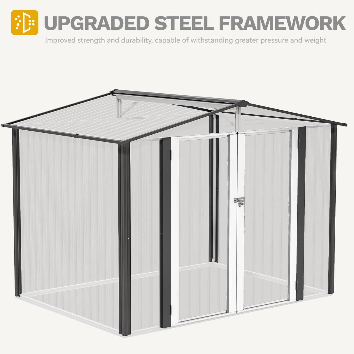 DWVO 8'x6' Large Metal Outdoor Storage Shed, Heavy Duty Tool Storage Sheds for Backyard Patio Lawn - Ideal for Bicycles, Garden Tools, and Lawn Equipment, Easy-to-Assemble, Dark Gray DWVO
