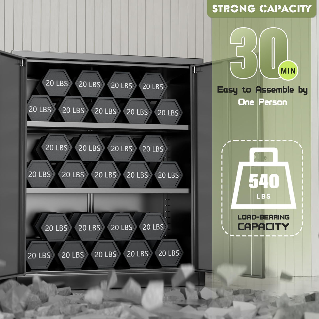 SUNCROWN Metal Storage Cabinets, 36”Locking Cabinet with Doors and Adjustable Shelves, Steel Utility Tool Garage Cabinets for Home, Office, Kitchen,Warehouse, Black SUNCROWN