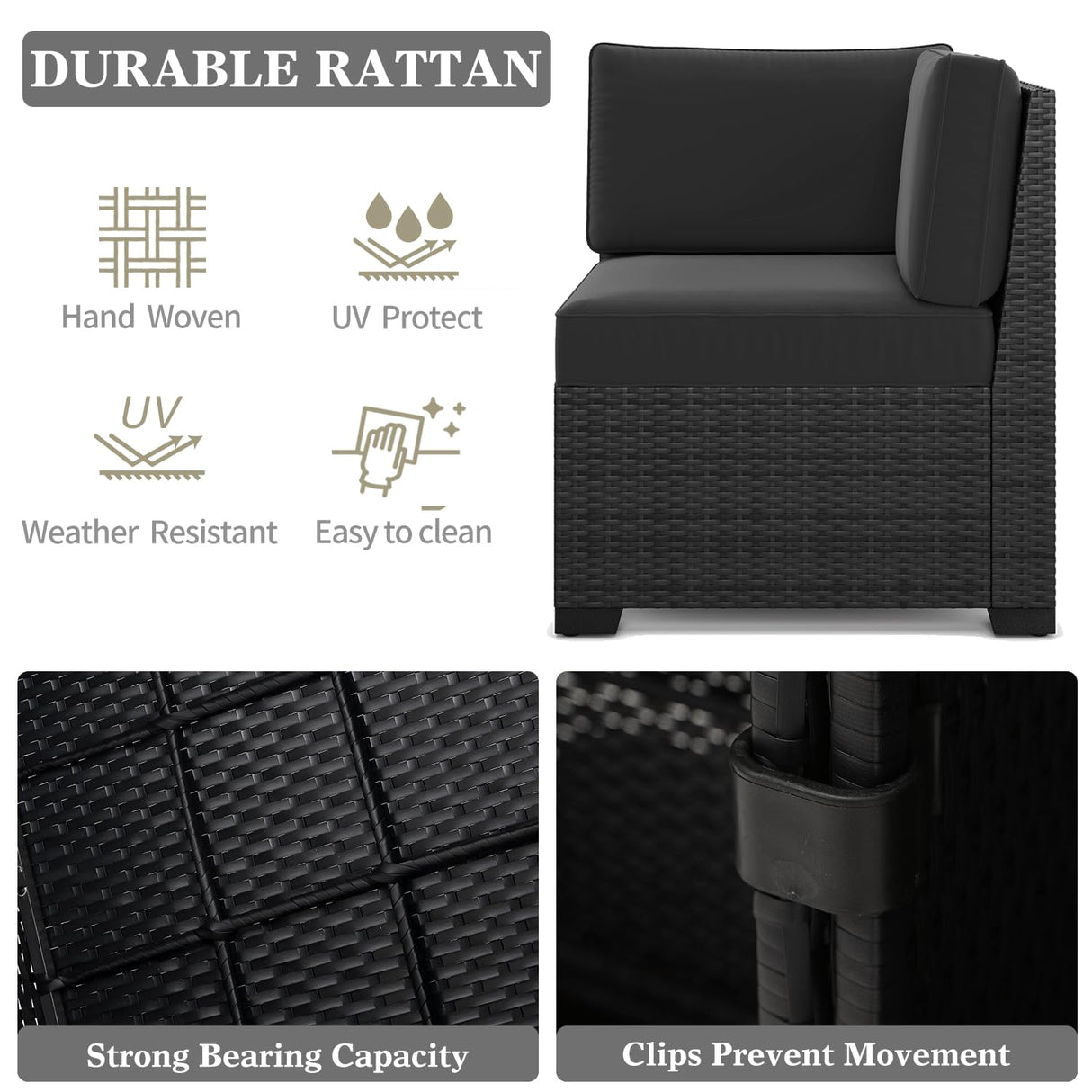 LayinSun 13 Pieces Outdoor Patio Furniture Set with 44" Fire Pit Table Rattan Sectional Sofa Conversation Sets LayinSun