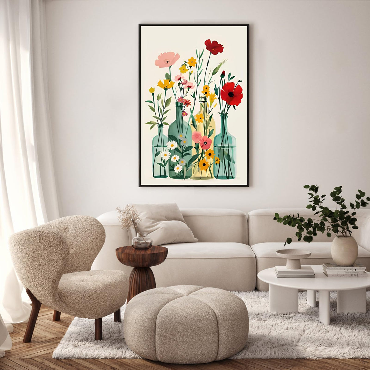 Framed Paint by Numbers Kit for Adults Beginner, Flower in Vase Easy Paint by Number Kits on Canvas Framed, Floral DIY Acrylic Oil Painting by Numbers with Frame for Gift Home Decor 8 x 12 inch GEEHEIY