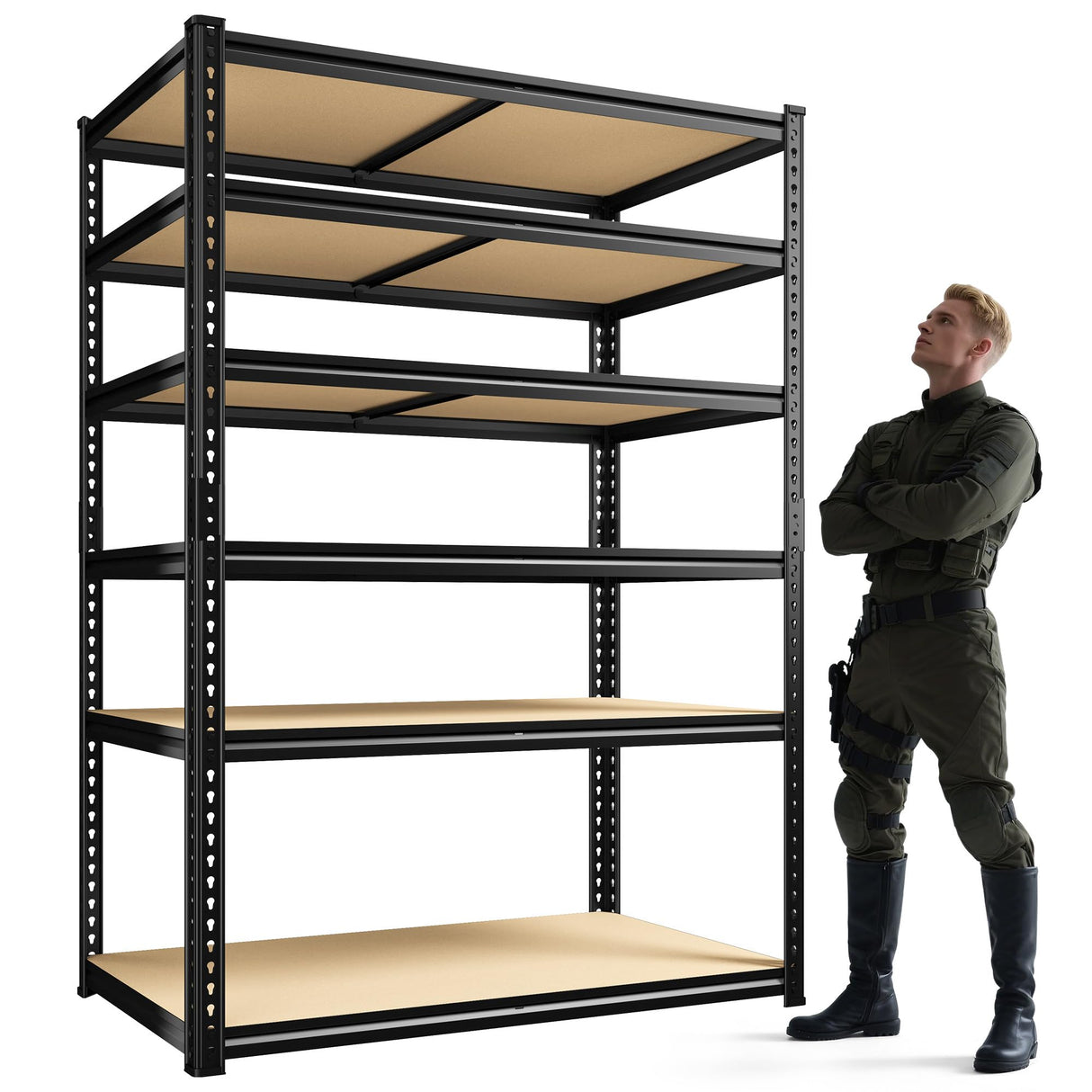 DurayLoly 84" H Garage Shelving, 6 Tier Storage Shelves Load 3000 lbs, Adjustable Garage Shelves, Metal Shelving Unit for Warehouse, Basement, Pantry, 40" Wx 16" D x 84" H, Black DurayLoly