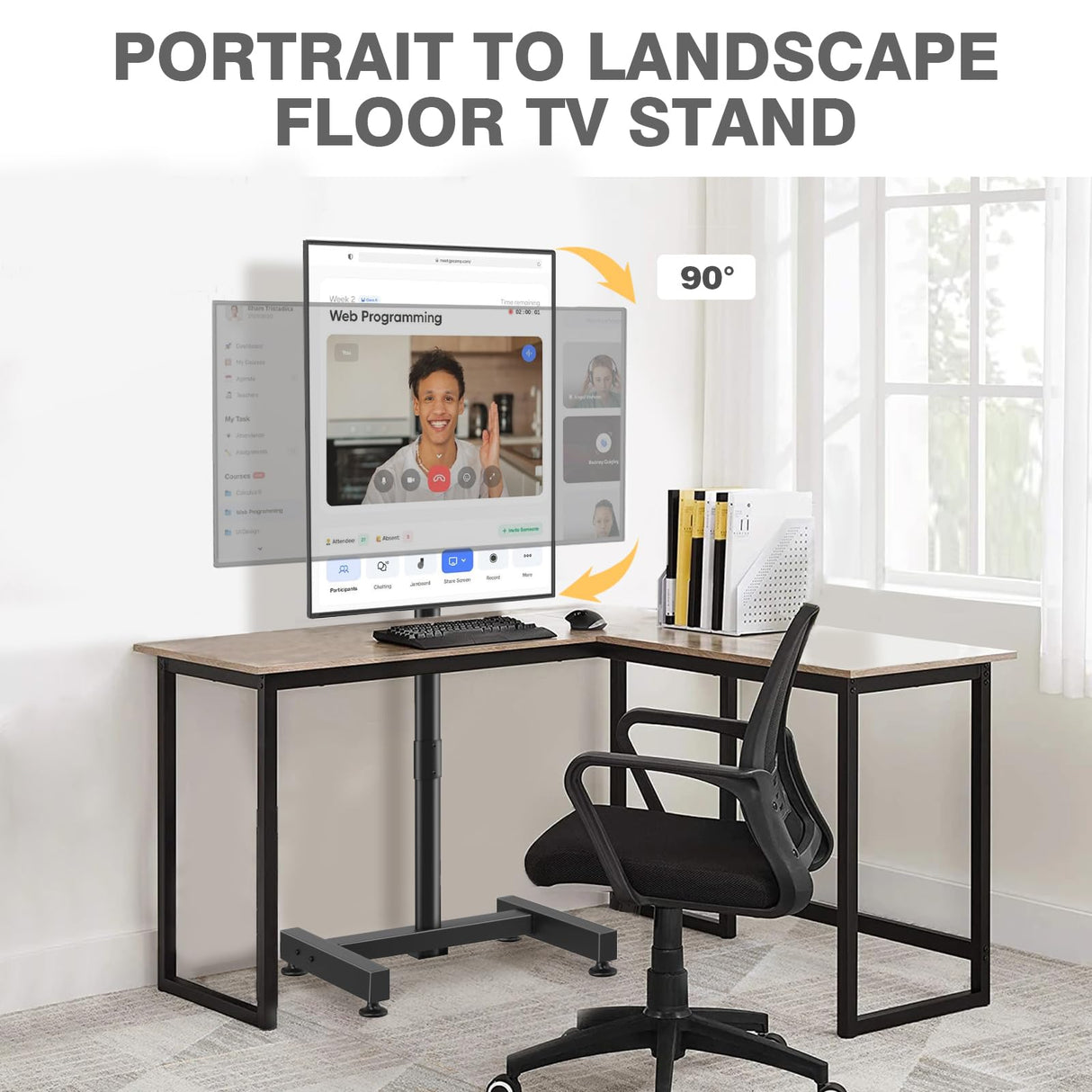 TVON TV Floor Stand for 13-50 inch LCD LED Flat/Curved Panel Screen TVs up to 44 lbs, Height Adjustable TV Stand Mount with VESA 200x200, Portable TV Stand for Bedroom, Dorm Room, Office TVON