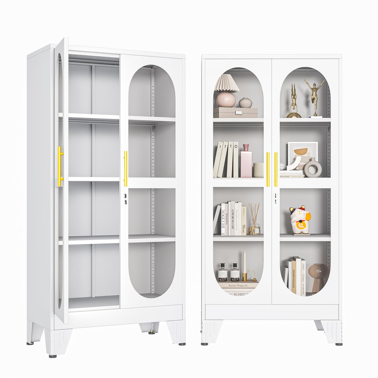 baoliwo 61" H Locking Display Cabinet with Glass Door, Tall Storage Cabinet with 3 Adjustable Shelves, Metal Curio Cabinet Multi-Purpose Display Case for Collectibles Bedroom Living Room Office baoliwo