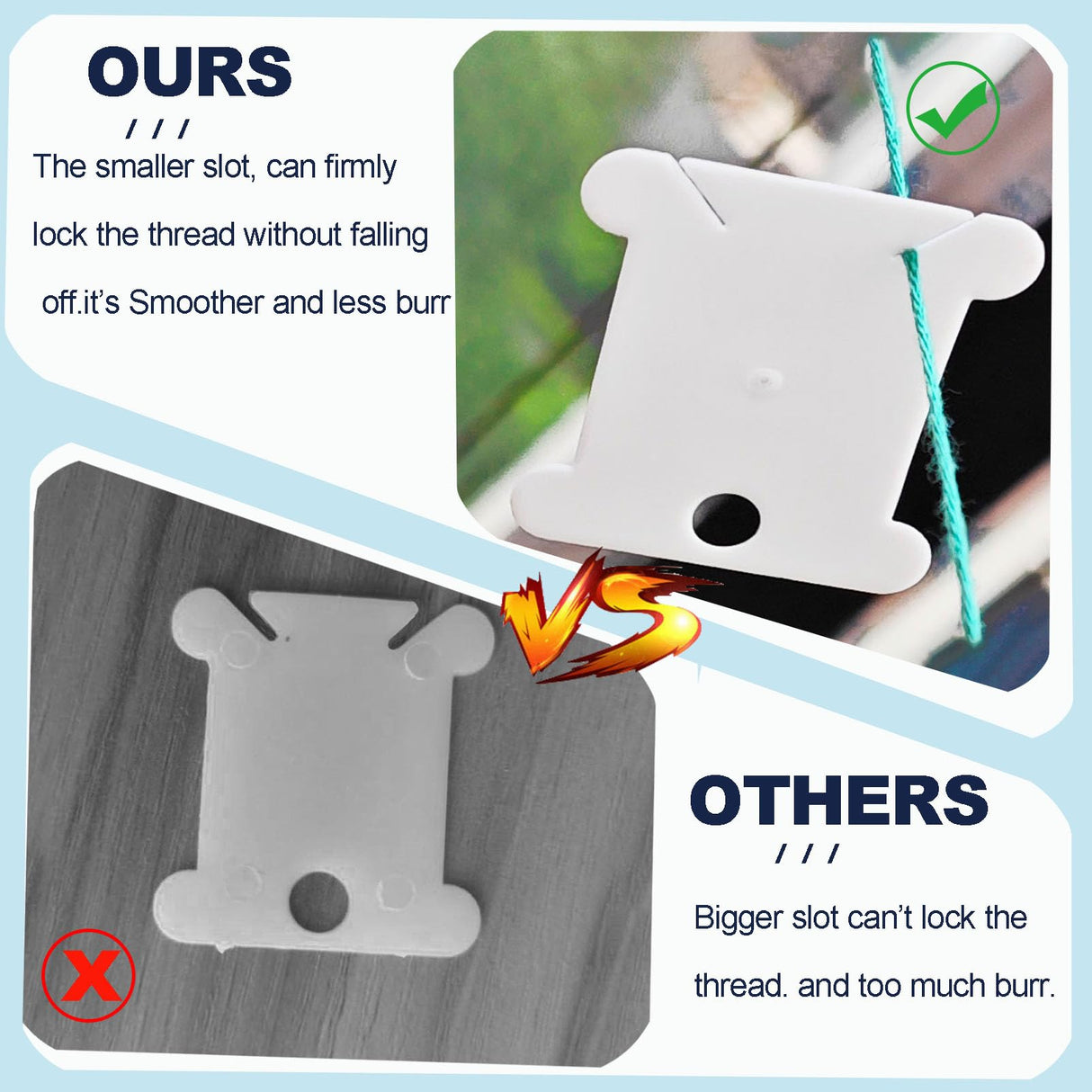 300 Pieces Plastic Floss Bobbins for Cross Cotton Thread Craft DIY Sewing Storage, Thread Organizer Holder, Embroidery Thread Cards Cross Stitch Bobbin, White Fokanlo