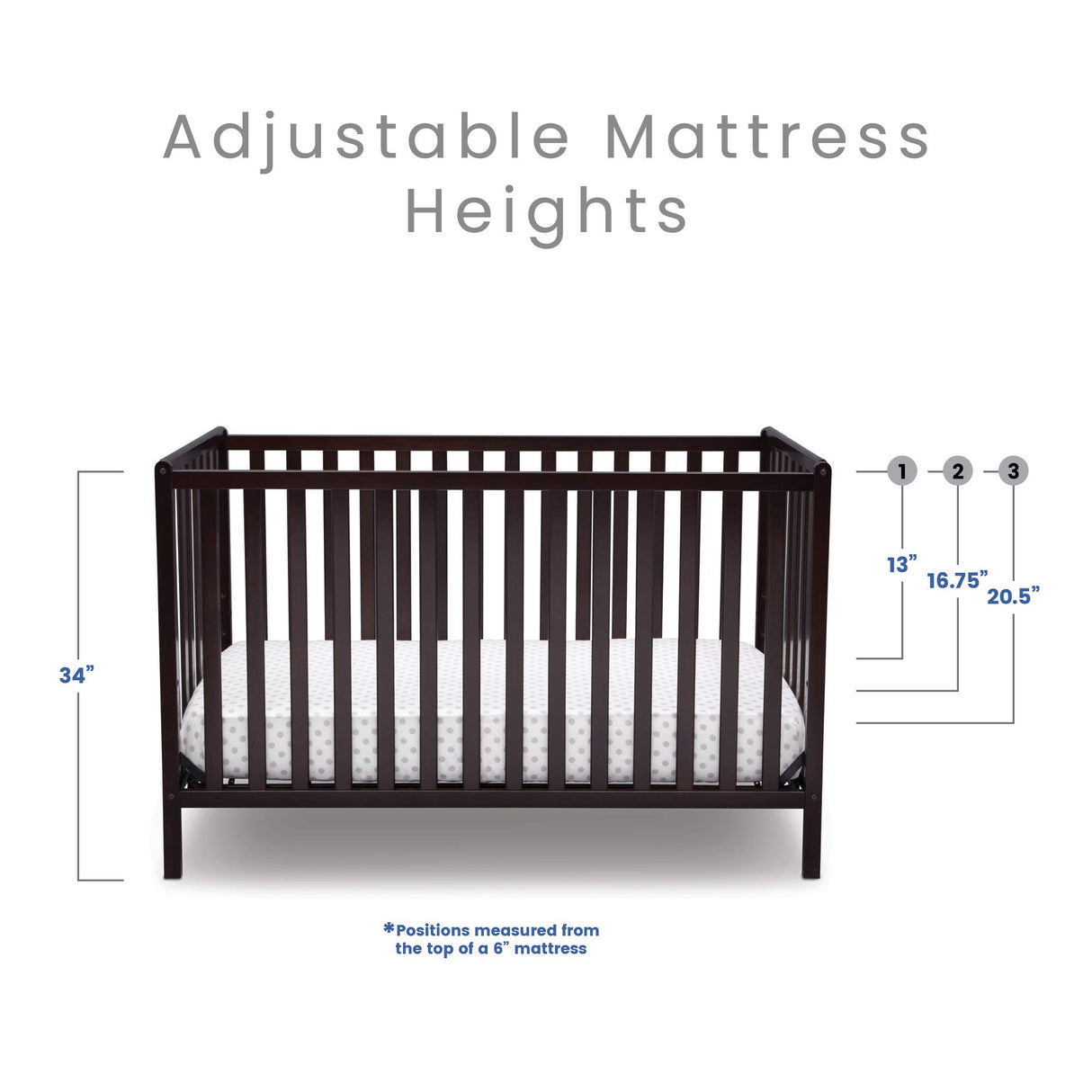 Delta Children Heartland 4-in-1 Convertible Crib - Greenguard Gold Certified, Dark Chocolate Delta Children