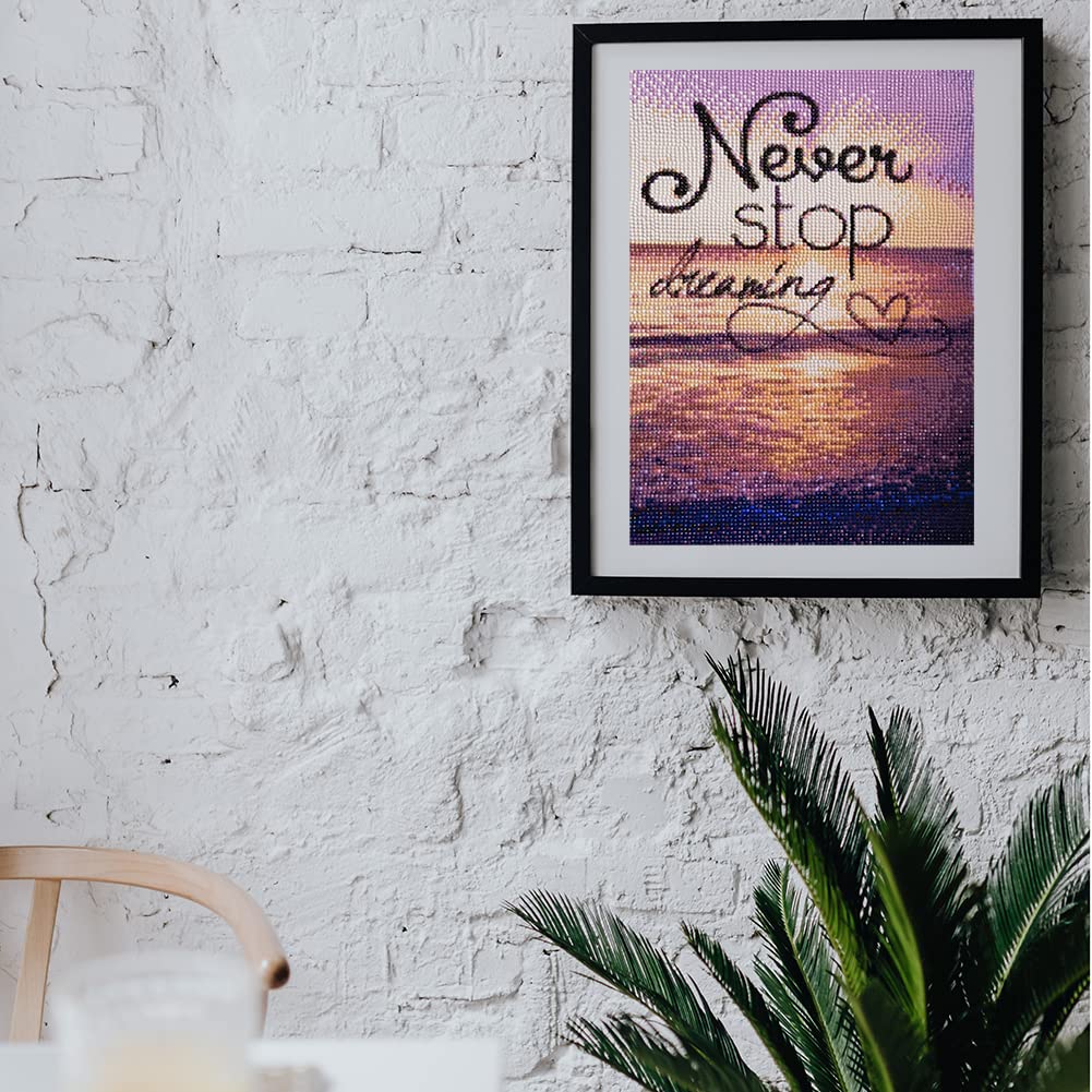 PDSLAIKE Inspirational Quote Diamond Painting Kits - DIY Craft Beach Diamond Art Motivational Sayings Office Wall Decor 11.8x15.7in PDSLAIKE