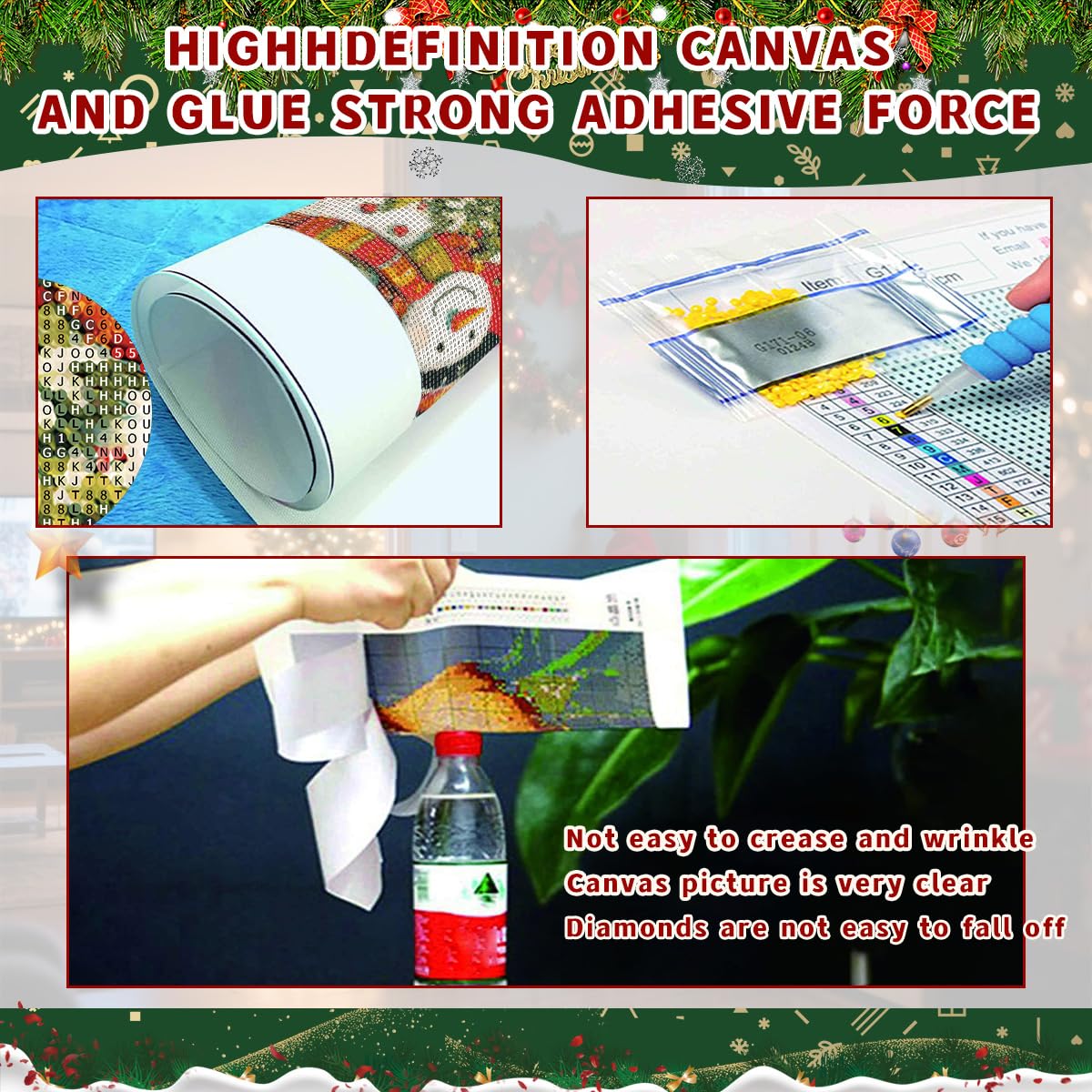 Ohhvvow Diamond Painting Kit - Snowman & Presents-Laden Christmas Tree, Cozy Winter Festive Scene, 5D DIY Full Drill Art Round Diamonds with Tools, Holiday DIY Craft Gift for Women Men Ohhvvow