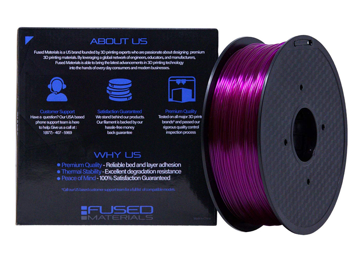 Fused Materials PETG 3D Printer Filament Fused Materials - 1kg Spool, 1.75mm, Dimensional Accuracy +/- 0.03 mm FUSED MATERIALS