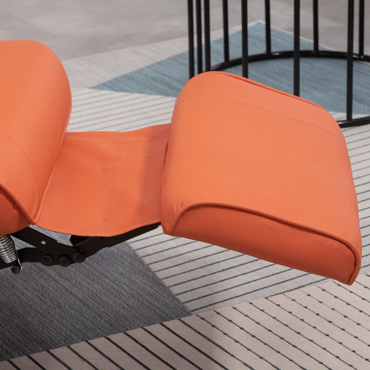 HOMCOM Faux Leather Manual Recliner, Adjustable Swivel Lounge Chair with Footrest, Armrest and Wrapped Wood Base for Living Room, Light Red HOMCOM