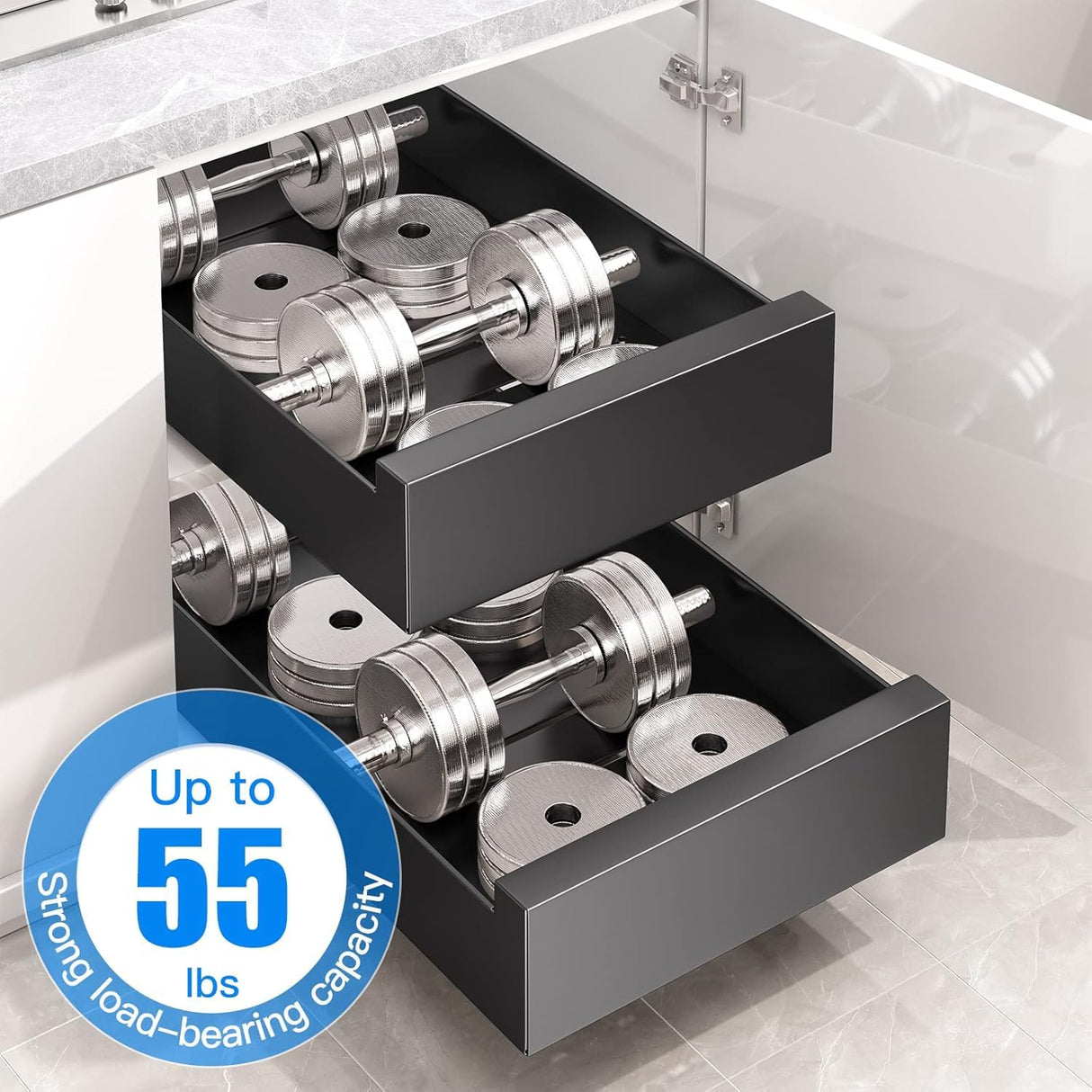 Pull Out Cabinet Organizer Fixed With Adhesive Nano Film,Heavy Duty Storage and Organization Slide Out Pantry Shelves Sliding Drawer Pantry Shelf for Kitchen,Living Room11.8"W x16.9"D x 3.1"H(1PC) Kitstorack