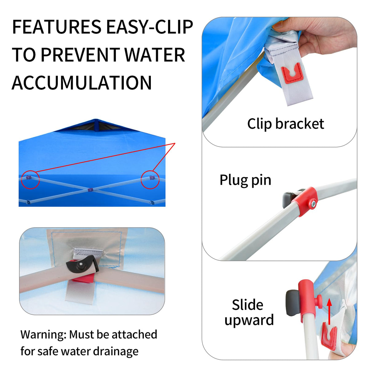 CROWN SHADES 10X10 Comercial Instant Canopy Pop Up Tent with Center Lock (10x10 with 4 Sidewalls, Blue) CROWN SHADES