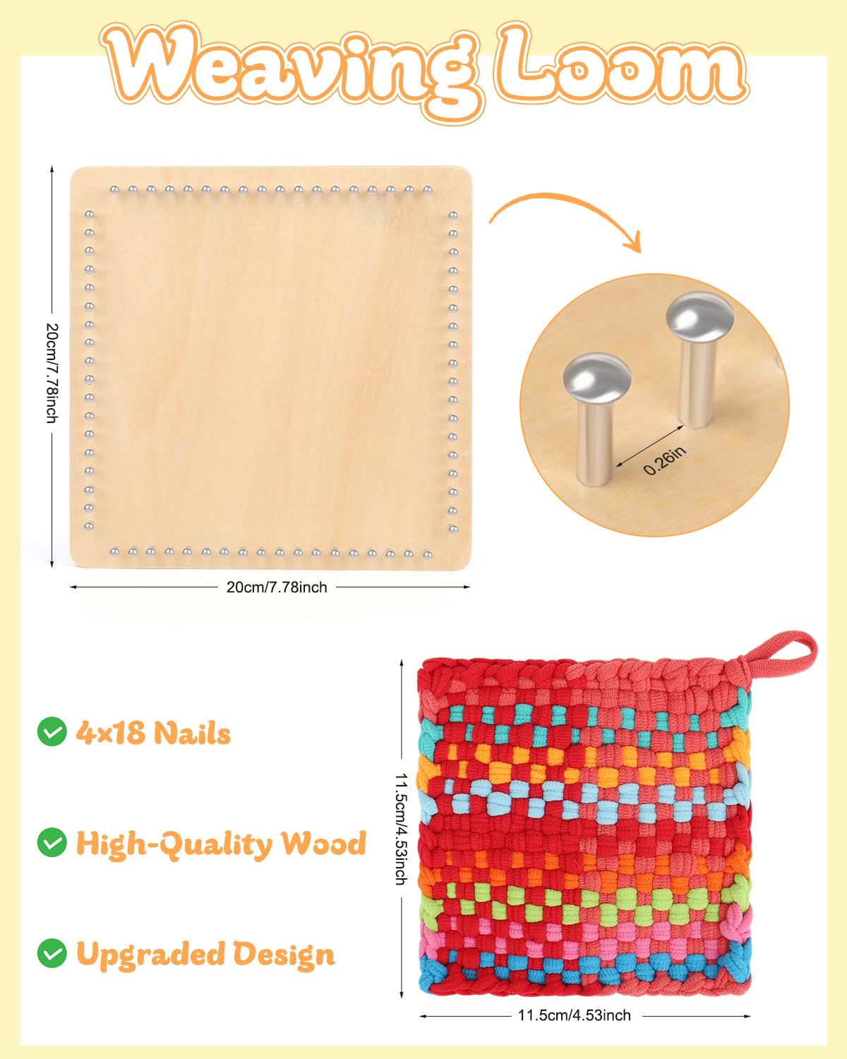 Coopay Weaving Loom Kit, Wooden Potholder Loom Kit with 192 Weaving Loops, Step-by-Step Instruction, Art and Crafts for Kids anf Adults, Ideal Gift Coopay