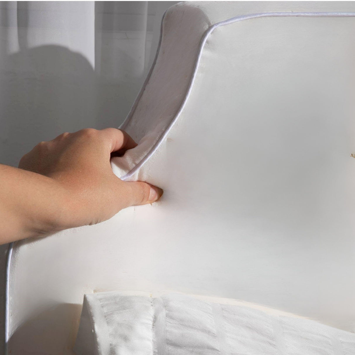 Dormpillow- New/Improved Cotton 'Wrinkle-Free' Cover. Portable Twin XL White Headboard Cushion for College Dorm. Innovative Wedge Base Keeps it Upright. Fills Gap Between Bed & Wall. Dormpillow Creations