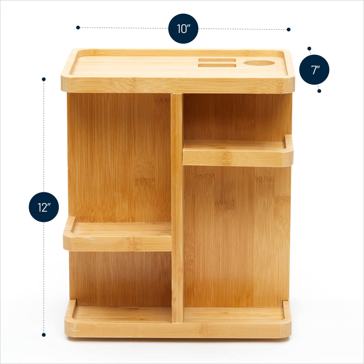 RoyalHouse Bamboo 360 Degree Rotating 12 inches Makeup Organizer, Display Cosmetic Organizer, Multi-Function Storage for Makeup Desk, Bathroom, Bedroom, Closet, and Toiletries RoyalHouse