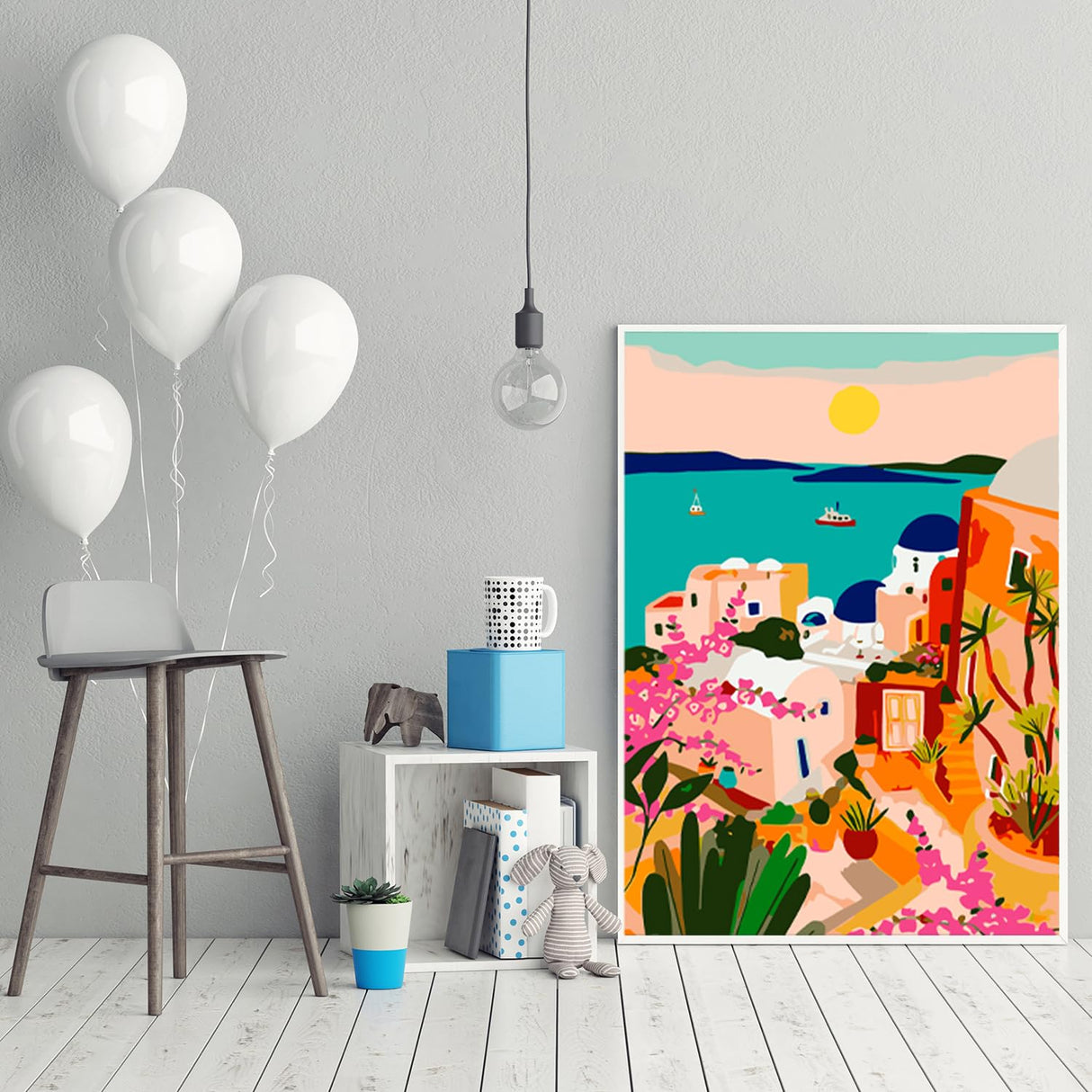 AREOPNMG Cityscape Paint by Numbers Kit for Adults Beginner DIY Sunset Landscape Painting by Numbers Kits,with 3 Brushes and Acrylic Paint(Without Frame), Home Wall Decor 12 x 16 in AREOPNMG