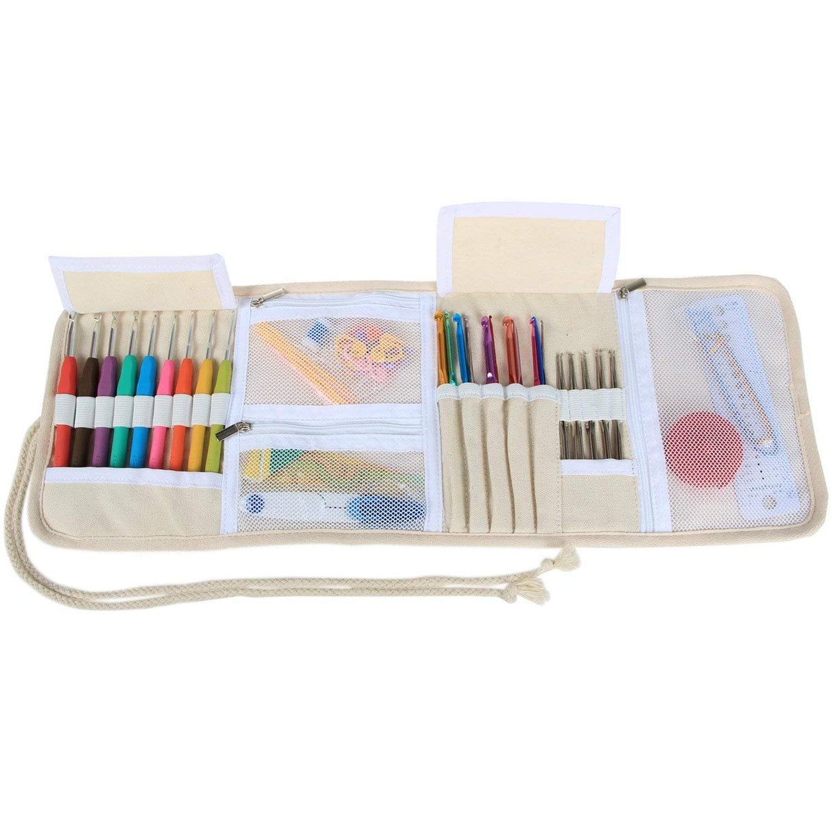 Teamoy Crochet Hook Case, Roll Bag Holder Organizer for Various Crochet Needles and Knitting Accessories, Cartoon Cats Teamoy