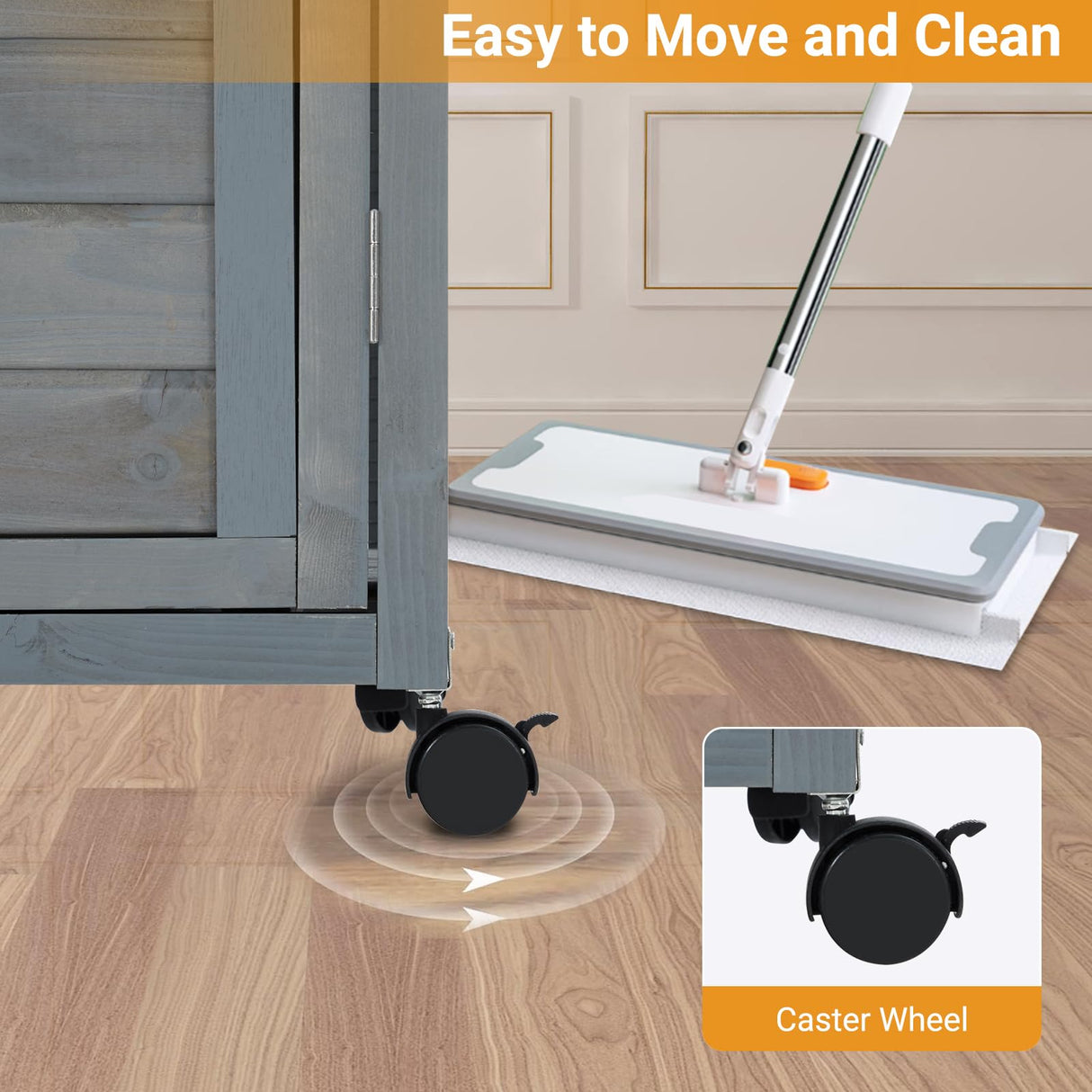 GarveeLife Large 2-Tier Outdoor Cat House, Small Animal Enclosure with 2 Lockable Doors, Catio with Waterproof Cover and Sunshine Panel Roof, Portable Kitty House with Resting Boxes & Fixable Wheels GarveeLife