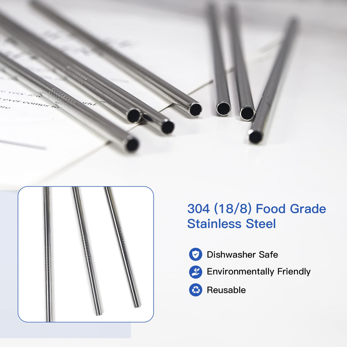 AGH 25-Pack Reusable Stainless Steel Metal Straws & Rubber Bottoms for Sublimation Tumblers 20 oz with 25-Pack Stainless Steel Metal Straws, 25-Pack Straw Cleaner Brush and 25-Pack Silicone Bottoms AGH