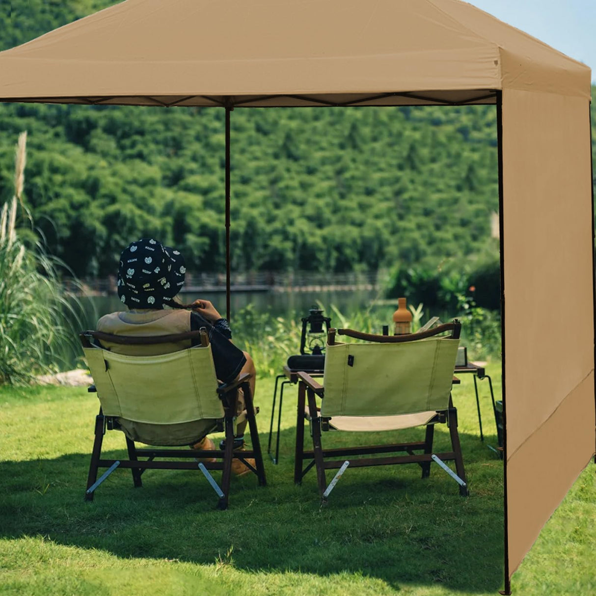 Canopy Sunwall Sidewall Gazebos Tent Waterproof for 10x10ft Pop up Canopy Straight Leg Gazebos Outdoor Instant Canopies 1 Pcs Khaki Canopy Sidewall Only NINAT