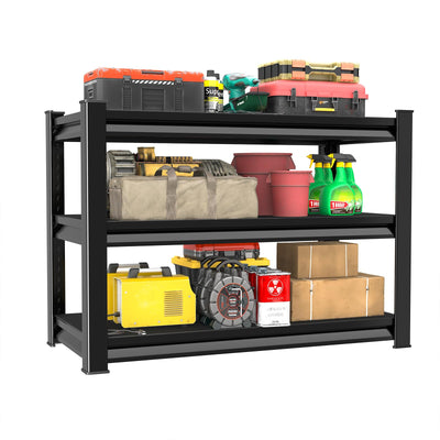 SUPPNEED Adjustable Garage Shelving Heavy Duty 1500LBS Loads, 48”W Large Shelving Units and Storage,48”W×16”D×36”W Garage Storage Shelves,3-Tier Metal Shelves for Warehouses,Kitchen(Black)