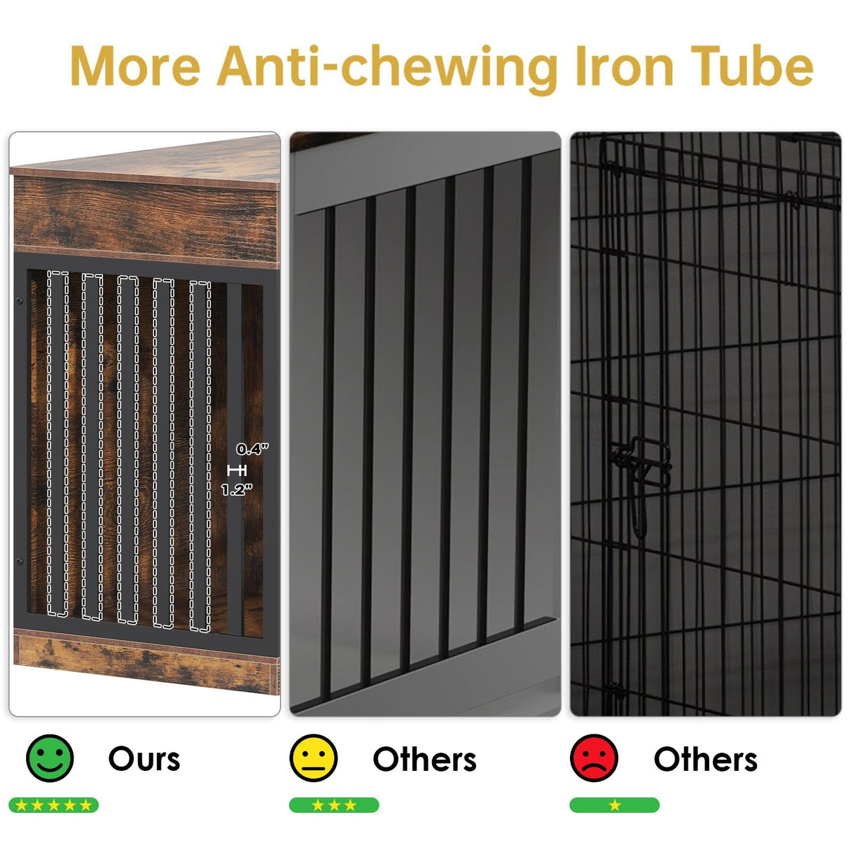 kepptory 48'' Dog Crate Furniture with Removable Divider & Storage Drawers, Wooden Double Dog Cage TV Stand with 2 Sliding Barn Doors, Multi-Functional Dog Crate End Table for Indoor use (Retro Brown) kepptory