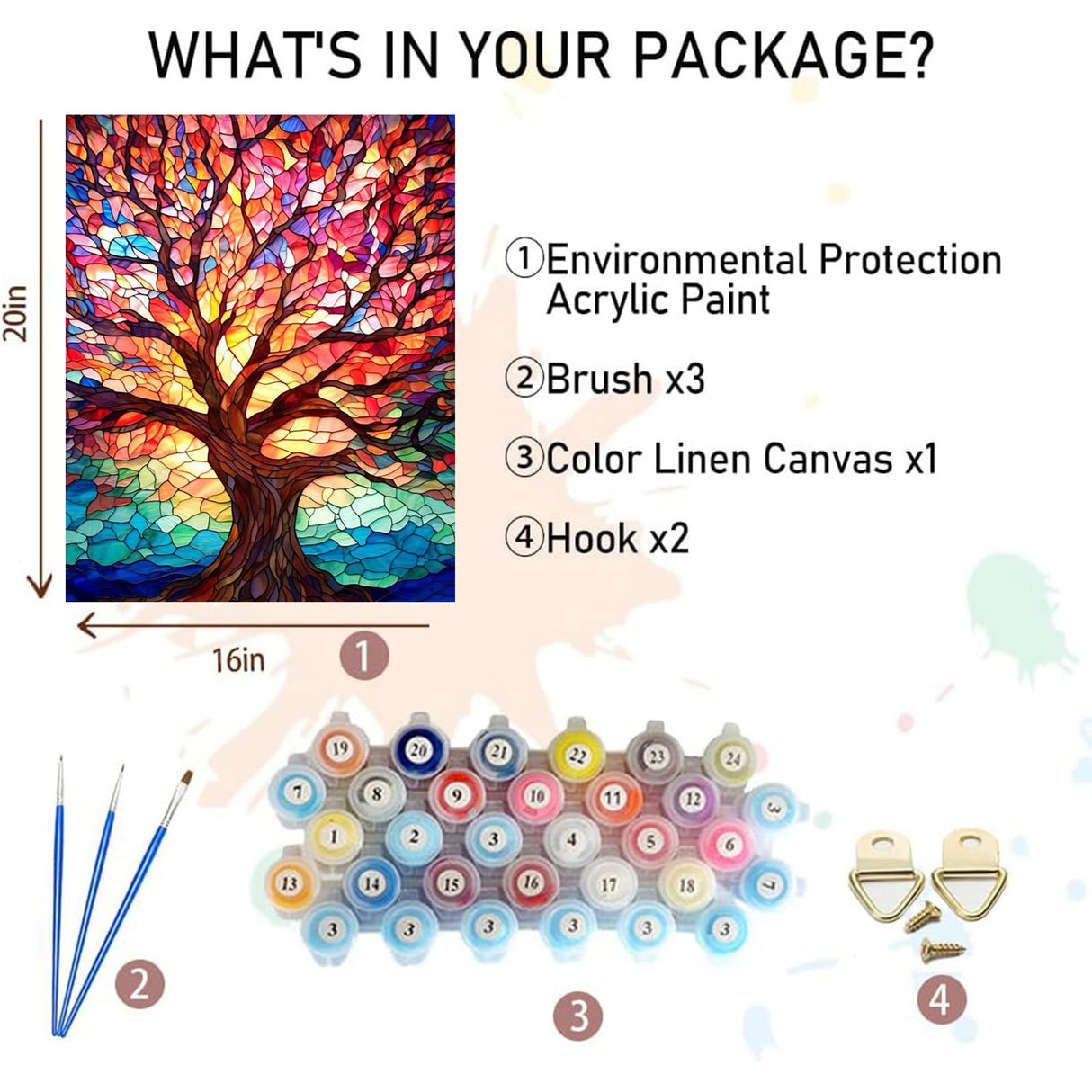 xackcme Tree Paint by Numbers for Adults - Stained Glass Paint by Number on Canvas Without Frame, DIY Trees Oil Painting for Gift Home Wall Decor (16x20 inch) xackcme