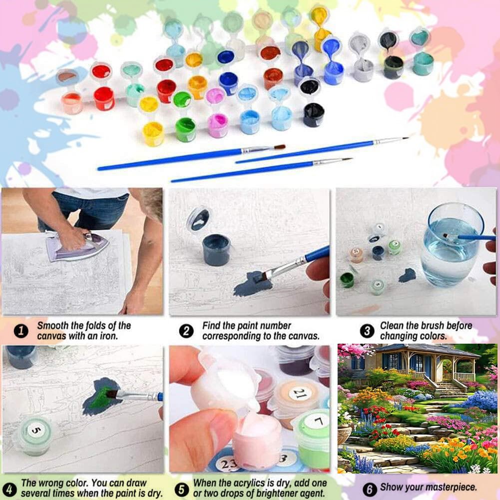 Arttoplus Landscape Paint by Numbers Kit for Adults-Garden Paint by Numbers Kits for Adults Canvas,Landscape Adult Painting by Numbers for Gift Home Wall Decor(16x20inch) Arttoplus