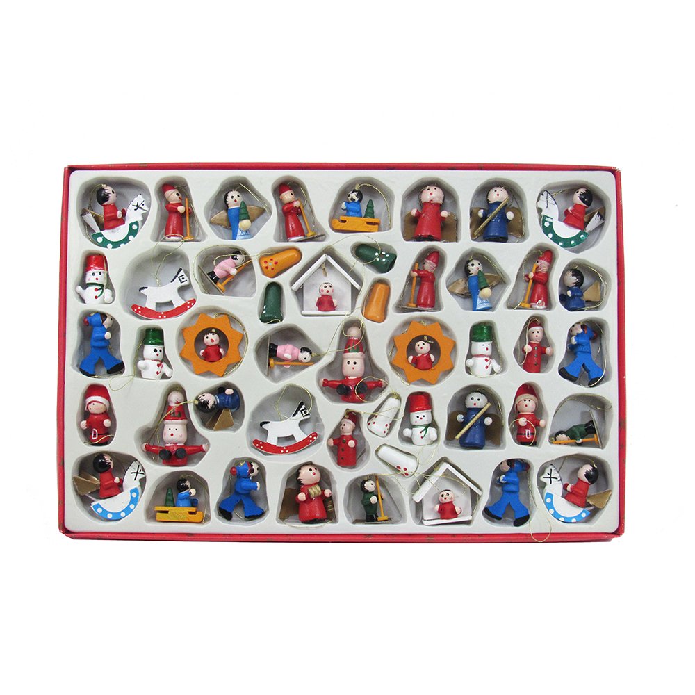 Kurt Adler C0719 Petite Treasures Wooden Ornament, Set of 48 Kurt S. Adler